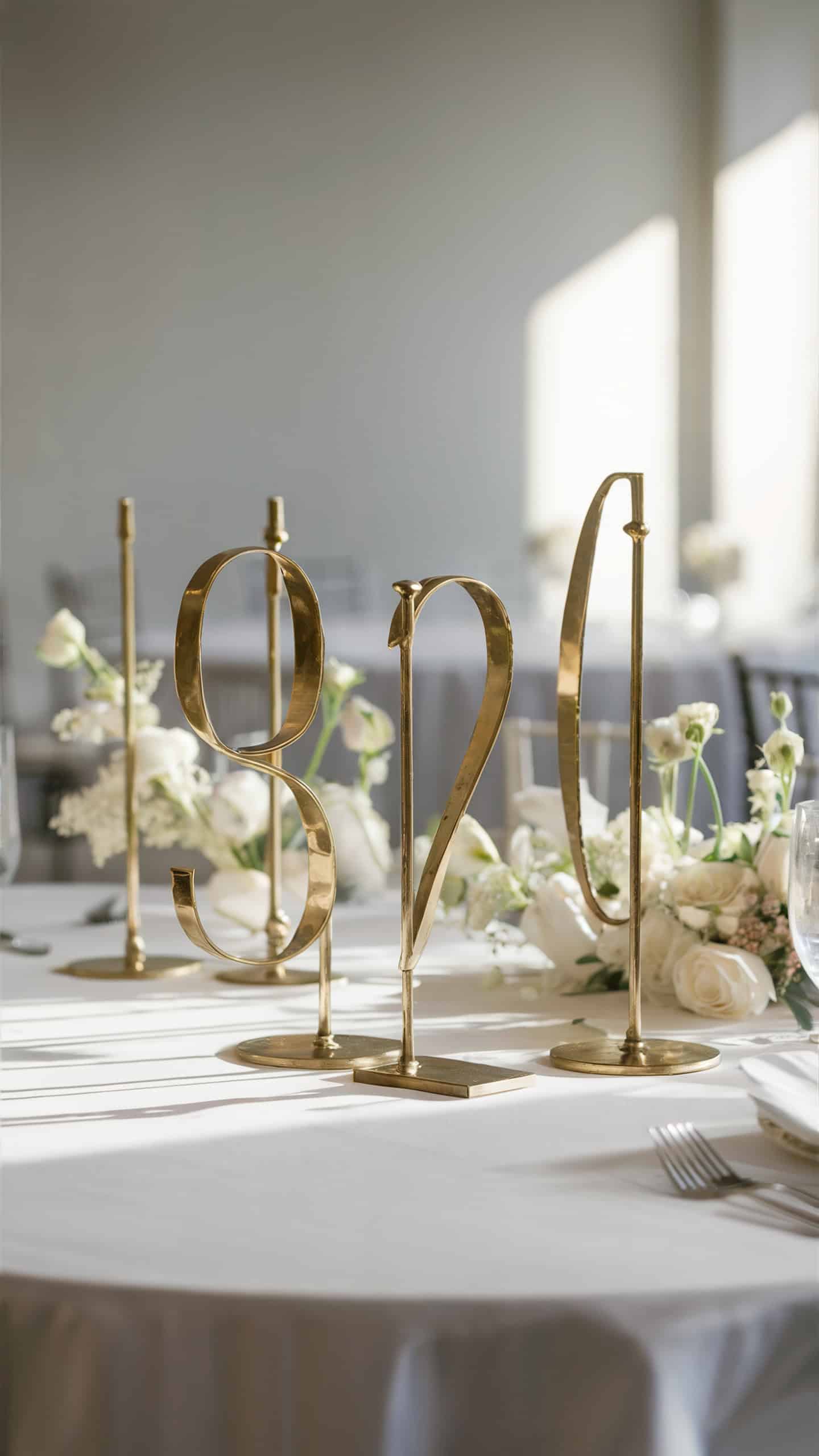 Minimalist Brass Table Numbers