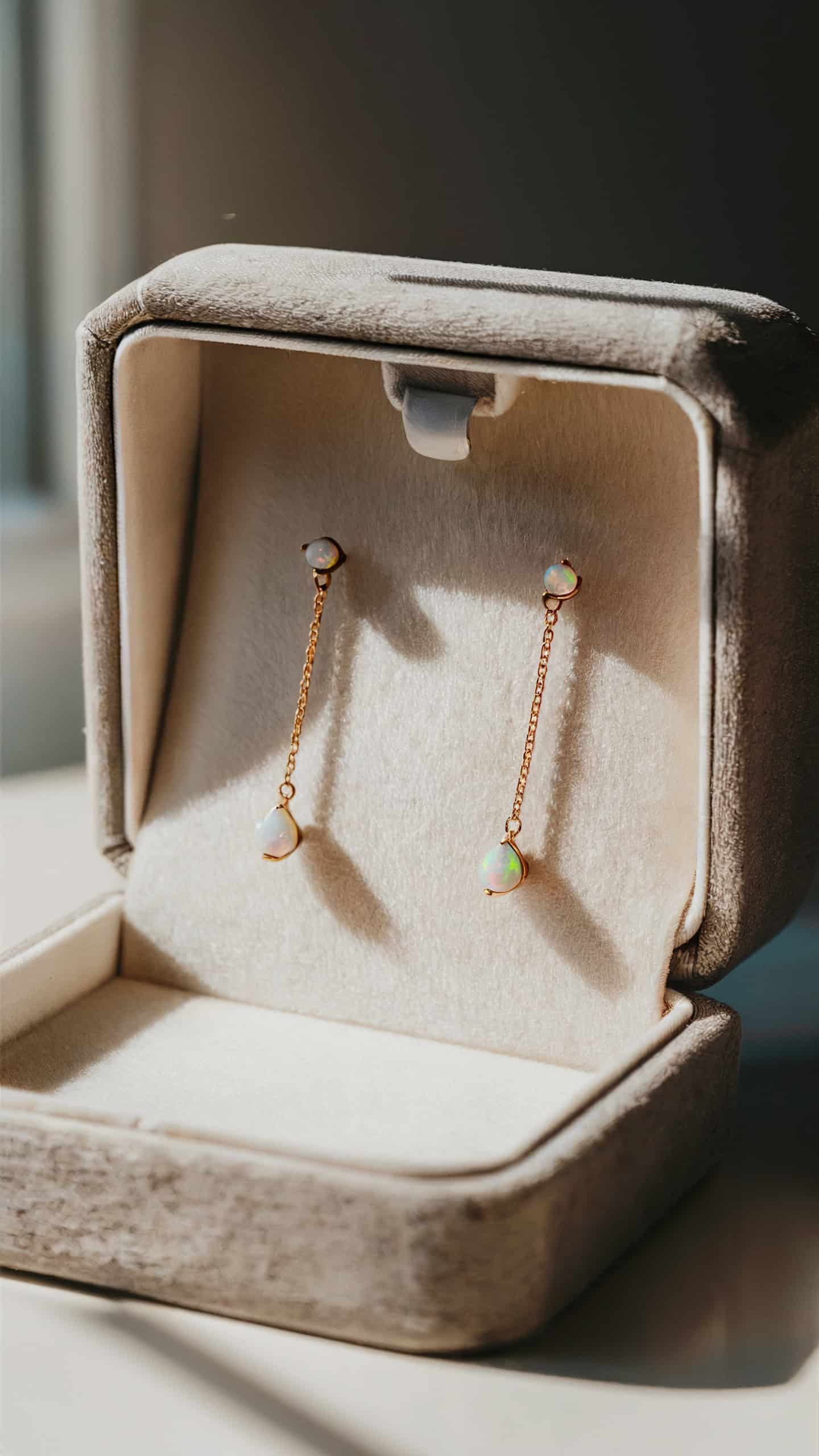 Minimalist Opal Drop Earrings