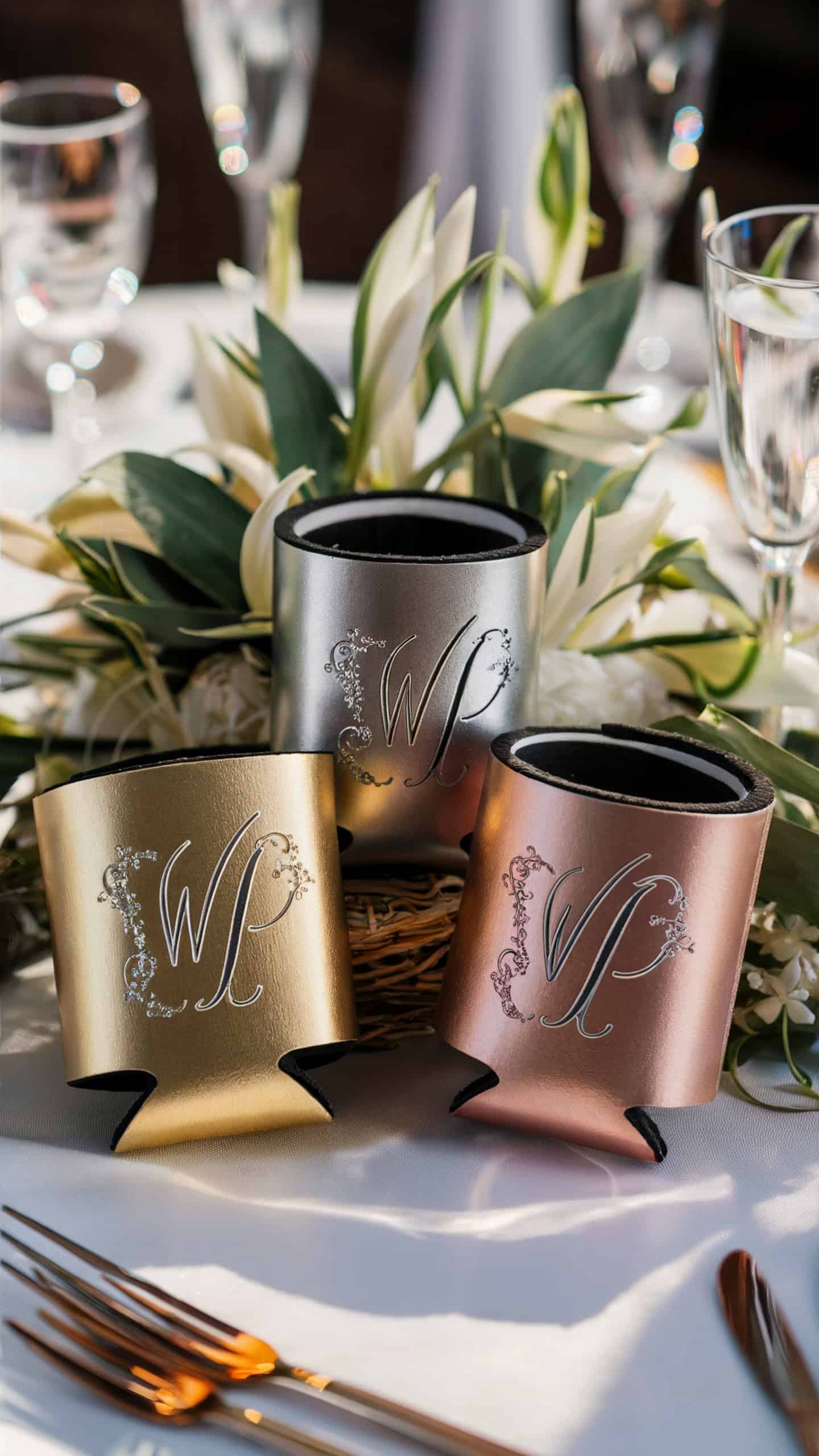 Monogrammed Metallic Koozies