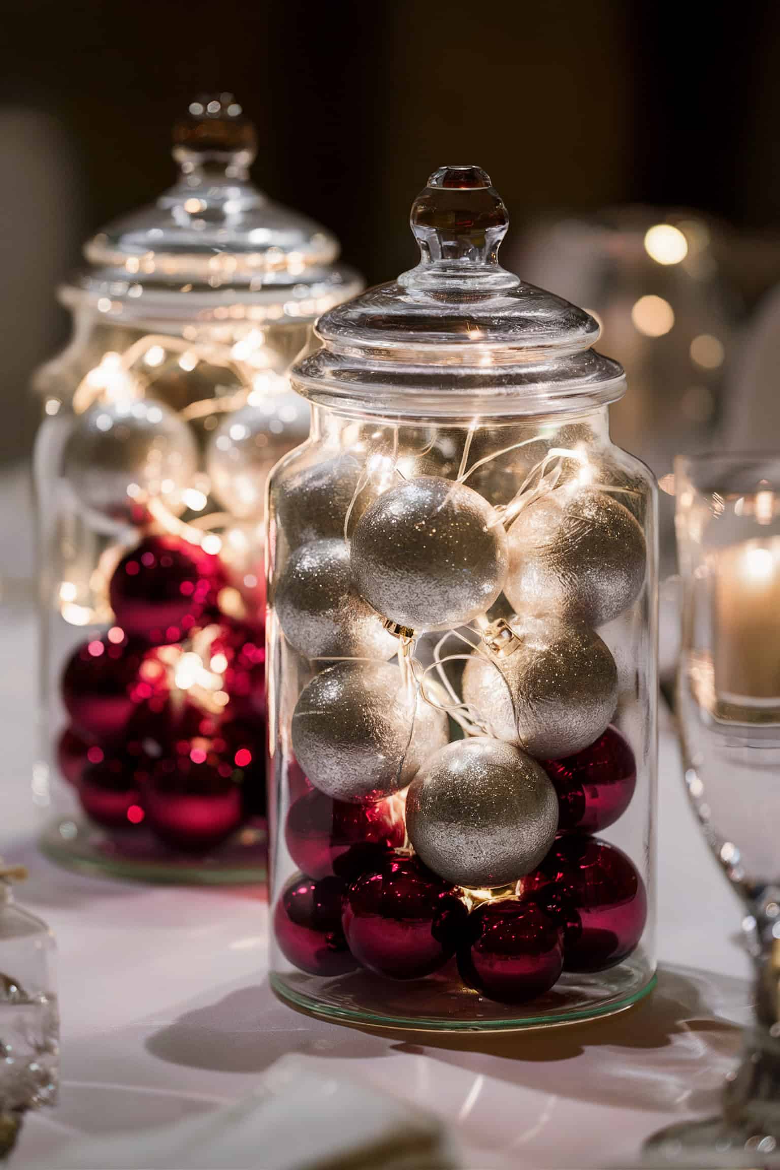 Ornament-Filled Apothecary Jars