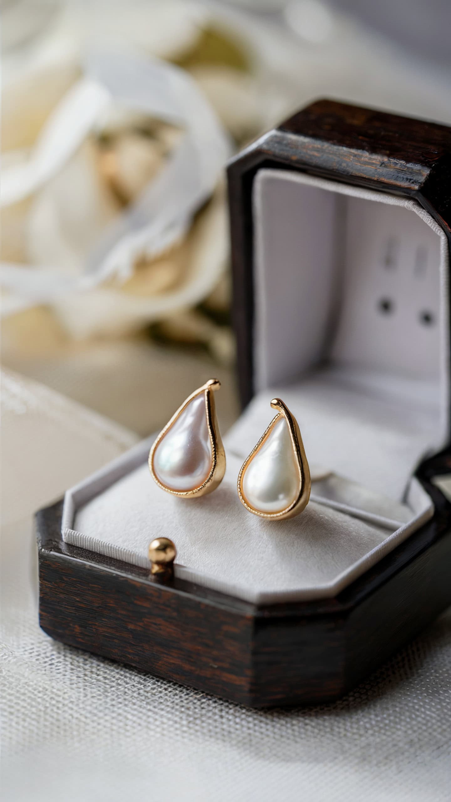 Pear-Shaped Pearl and Gold Studs