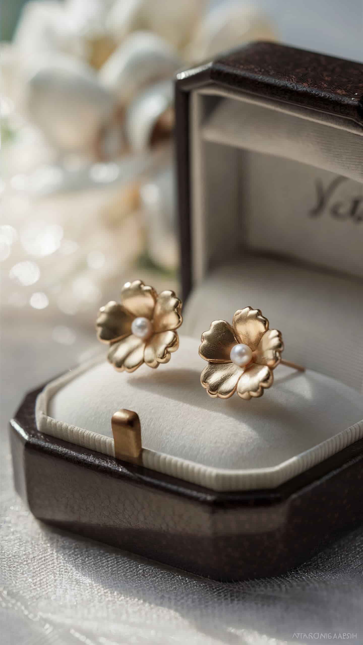 Pearl and Gold Flower Studs