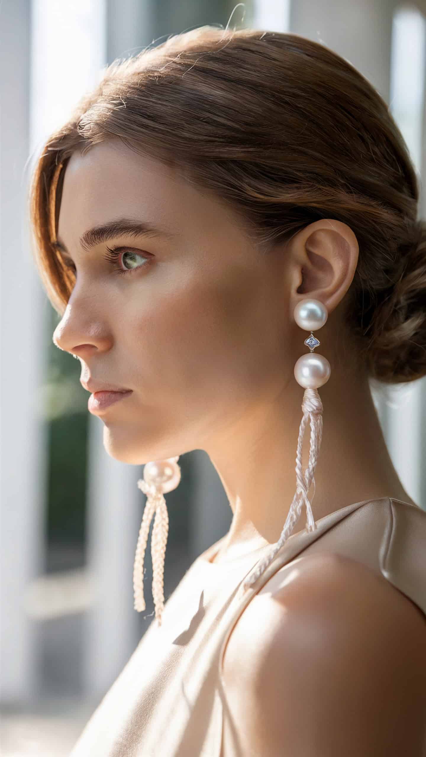 Pearl and Silk Thread Earrings