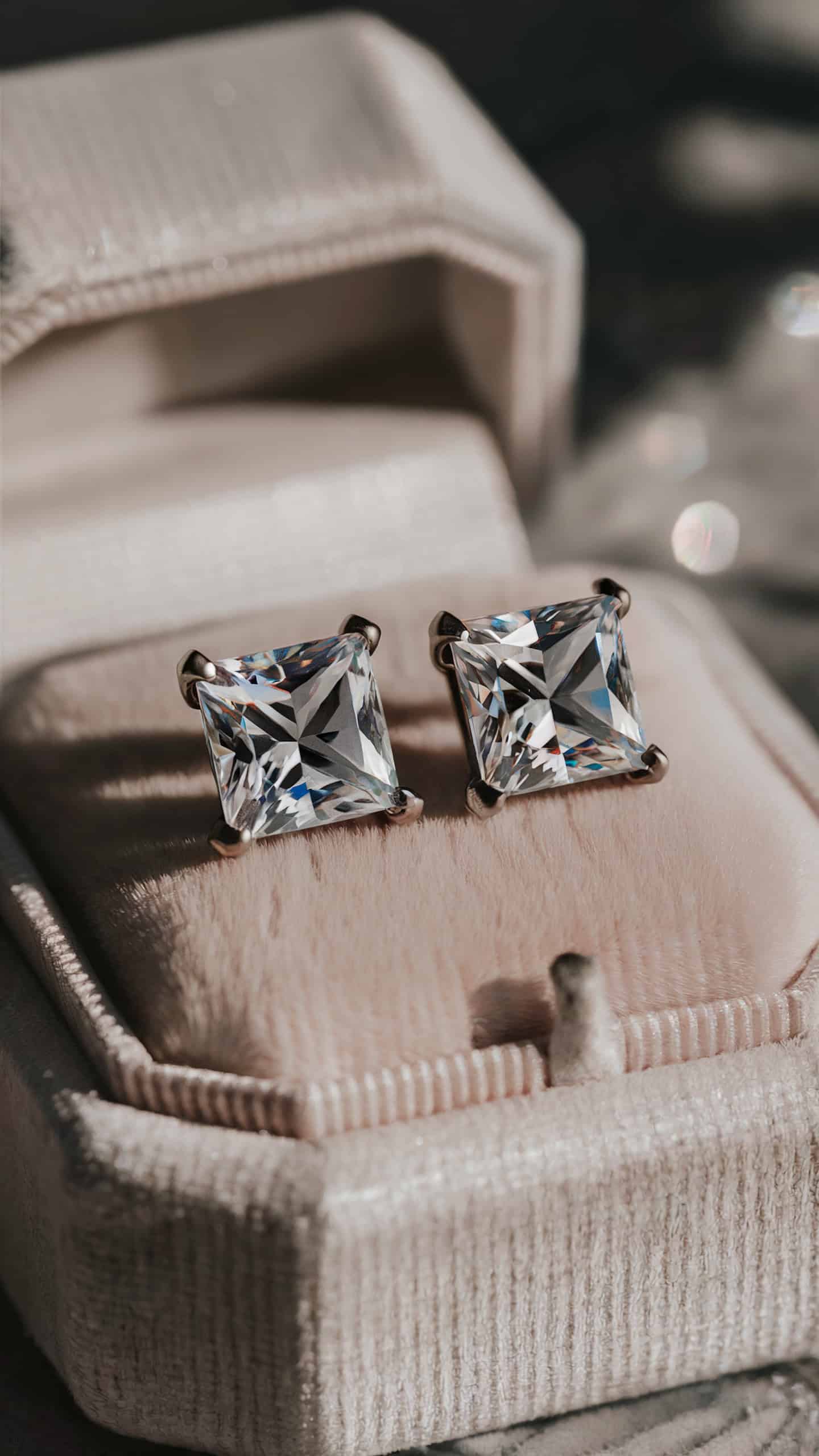 Princess Cut CZ Stud Earrings