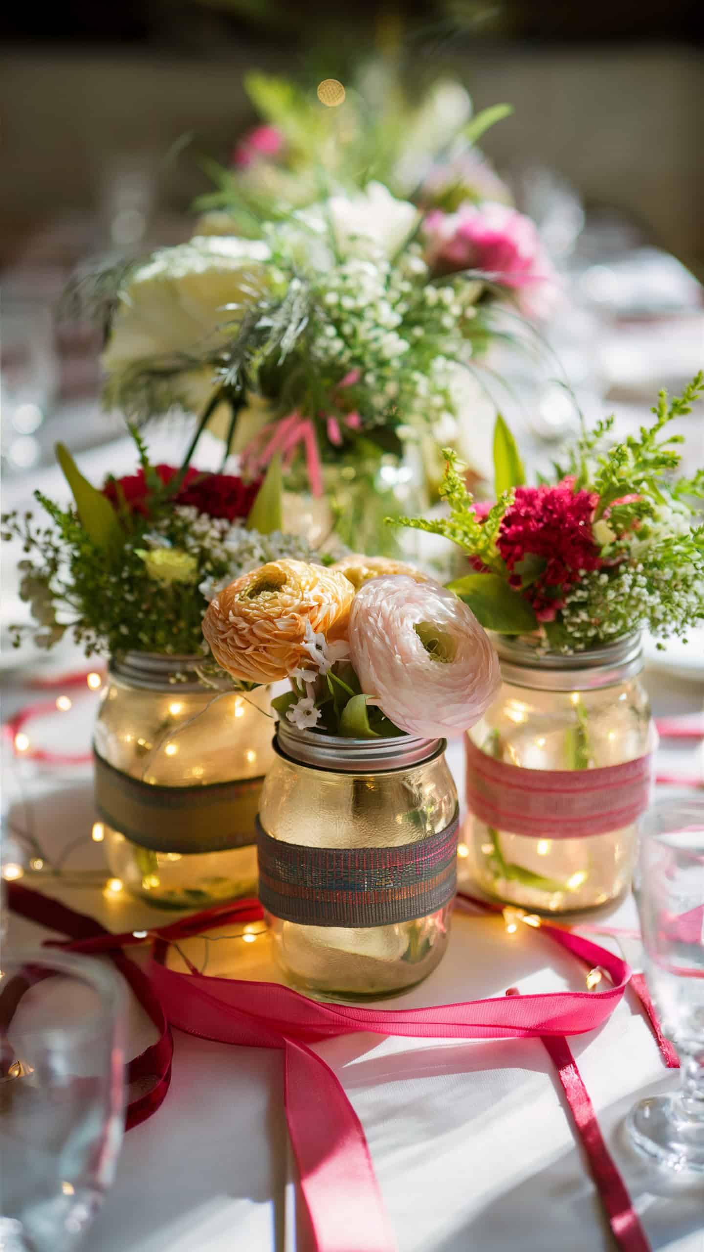 Ribbon Wrapped Mason Jars
