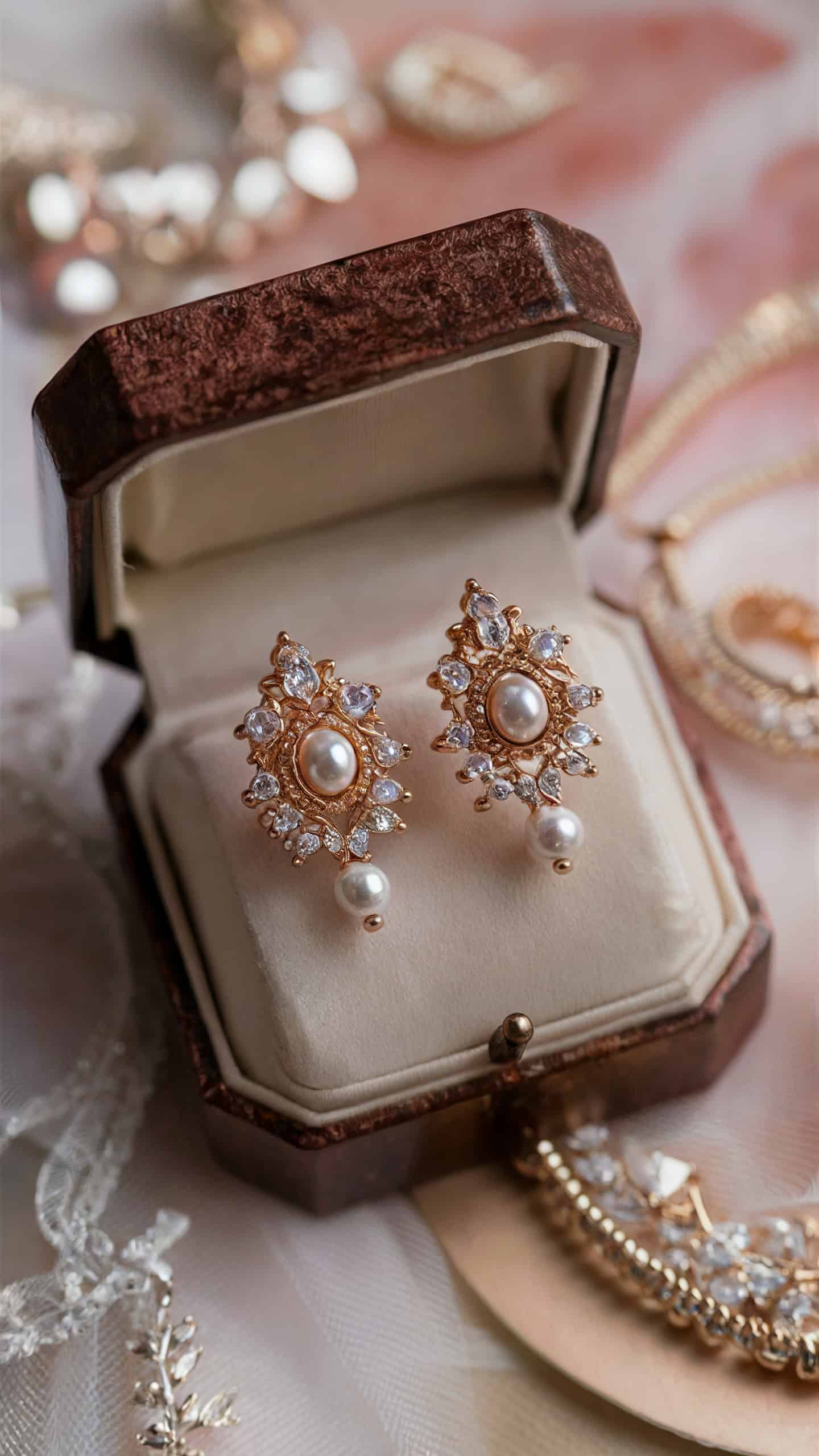 Rose Gold Bridal Earrings