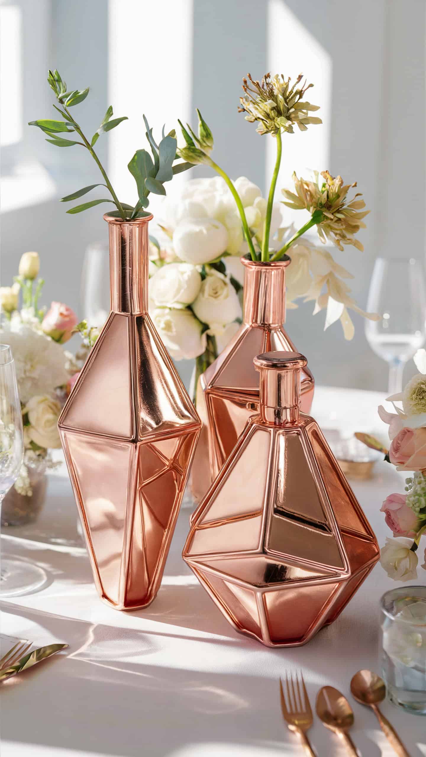Rose Gold Geometric Vases