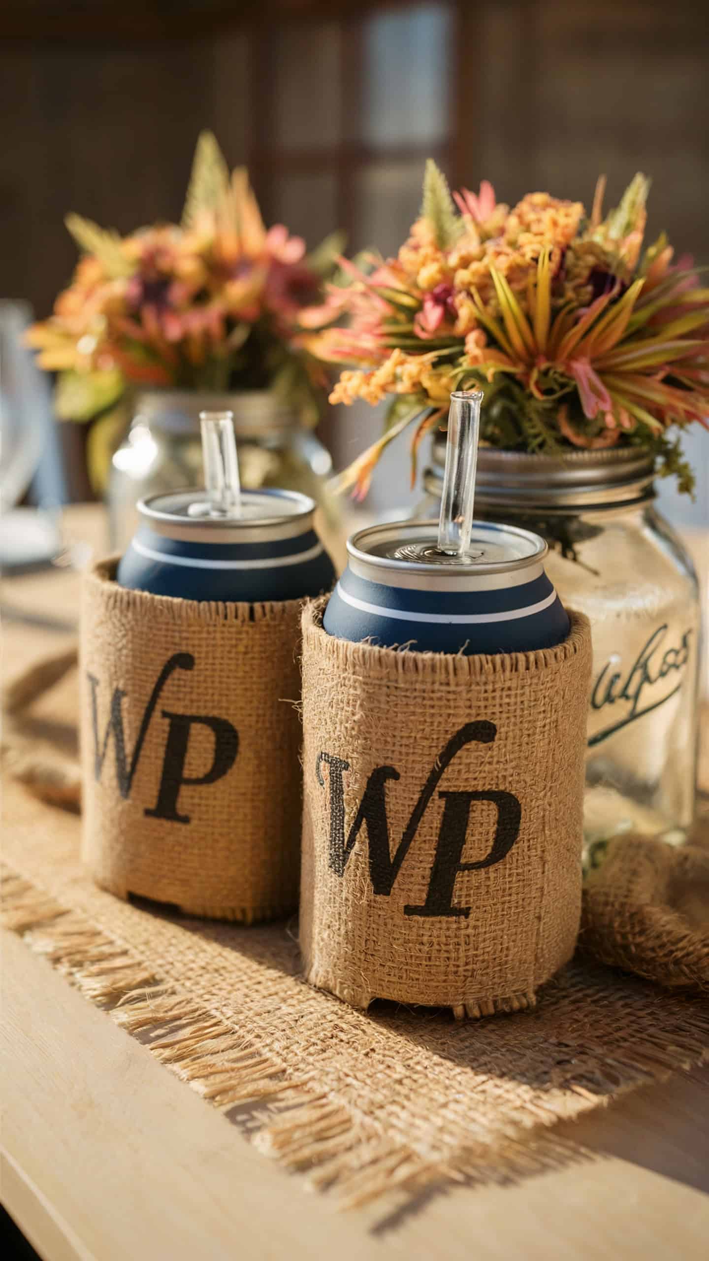 Rustic Burlap Koozies