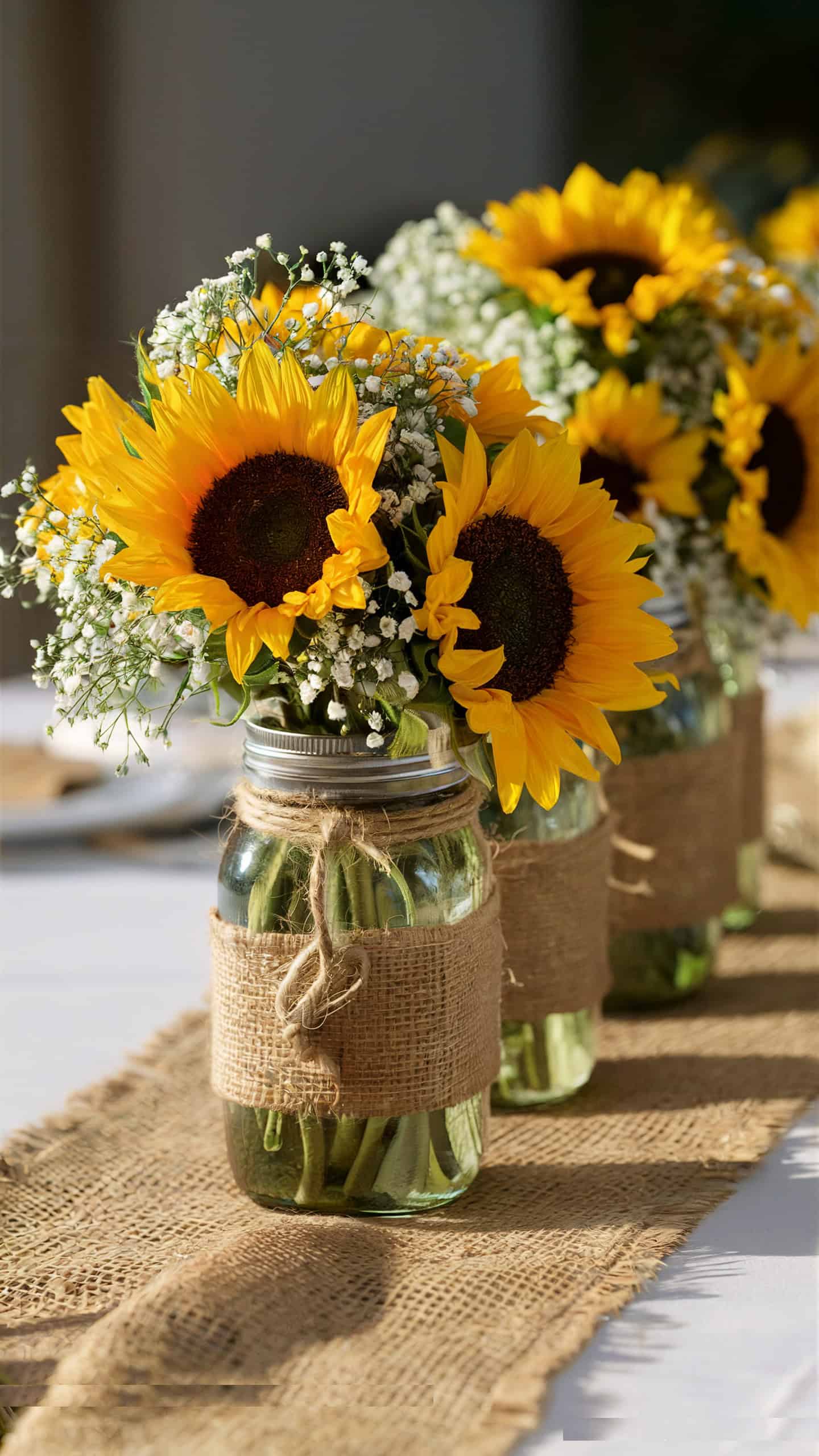 Rustic Burlap Mason Jars