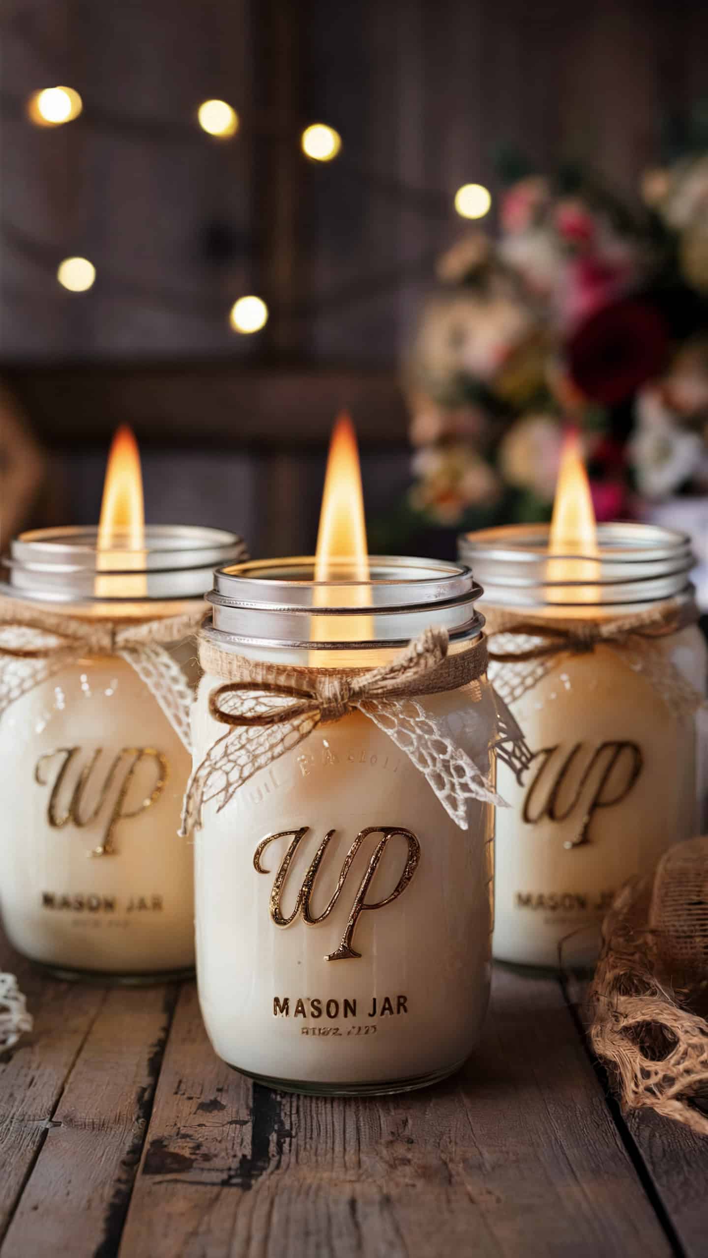 Rustic Mason Jar Candles