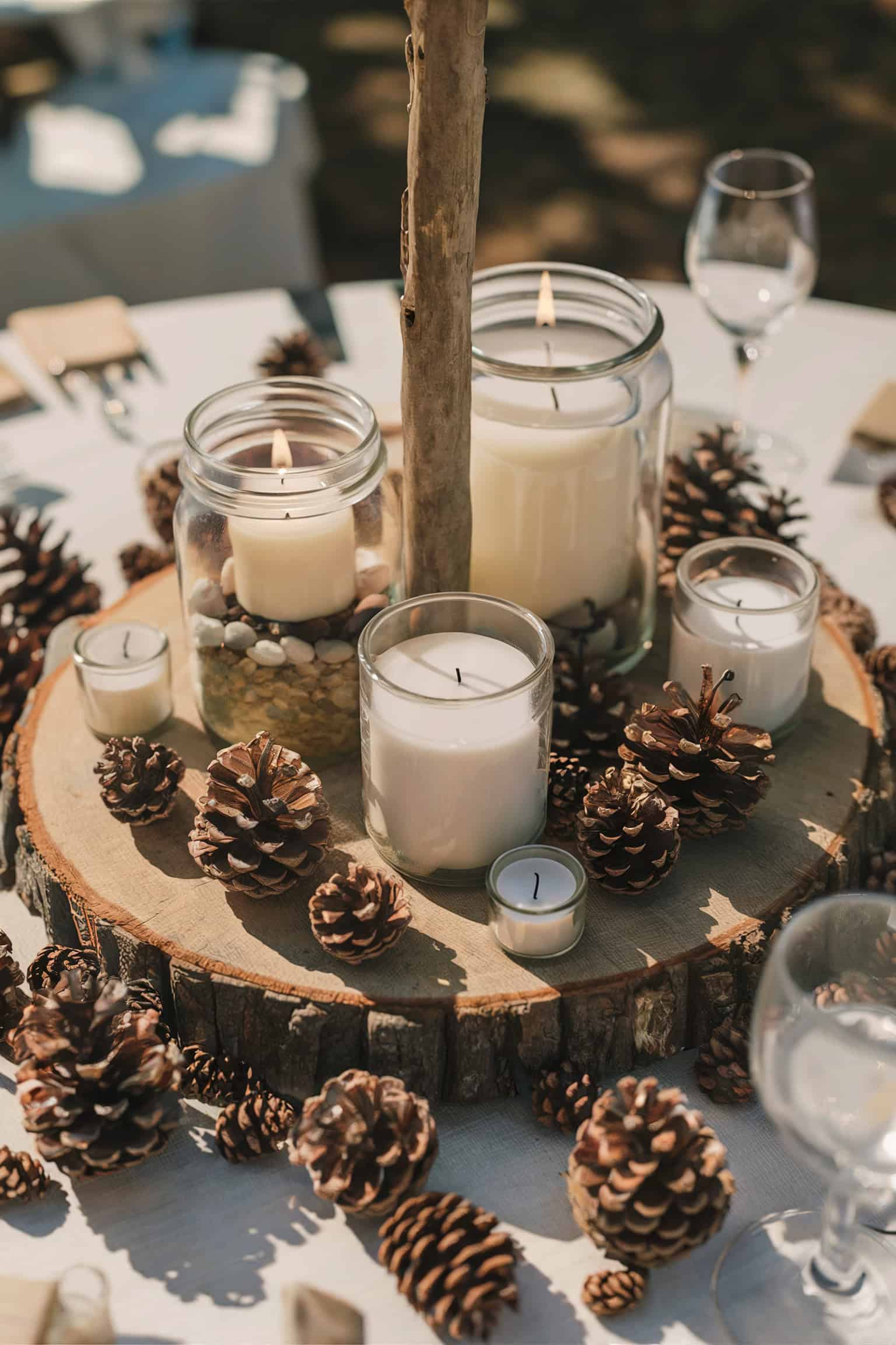 Rustic Pinecone and Candle Arrangements