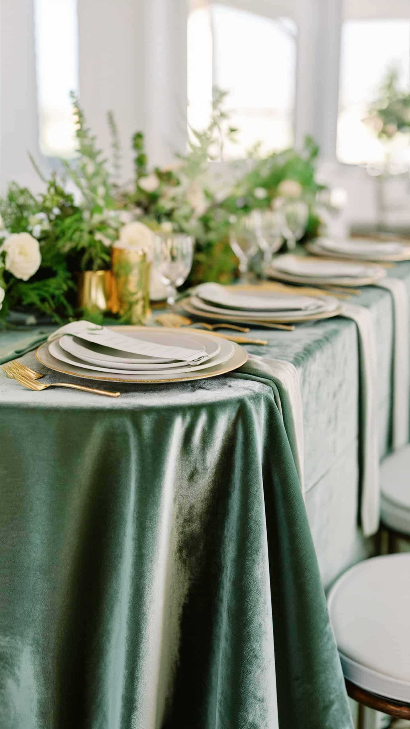 Sage Velvet Tablecloth