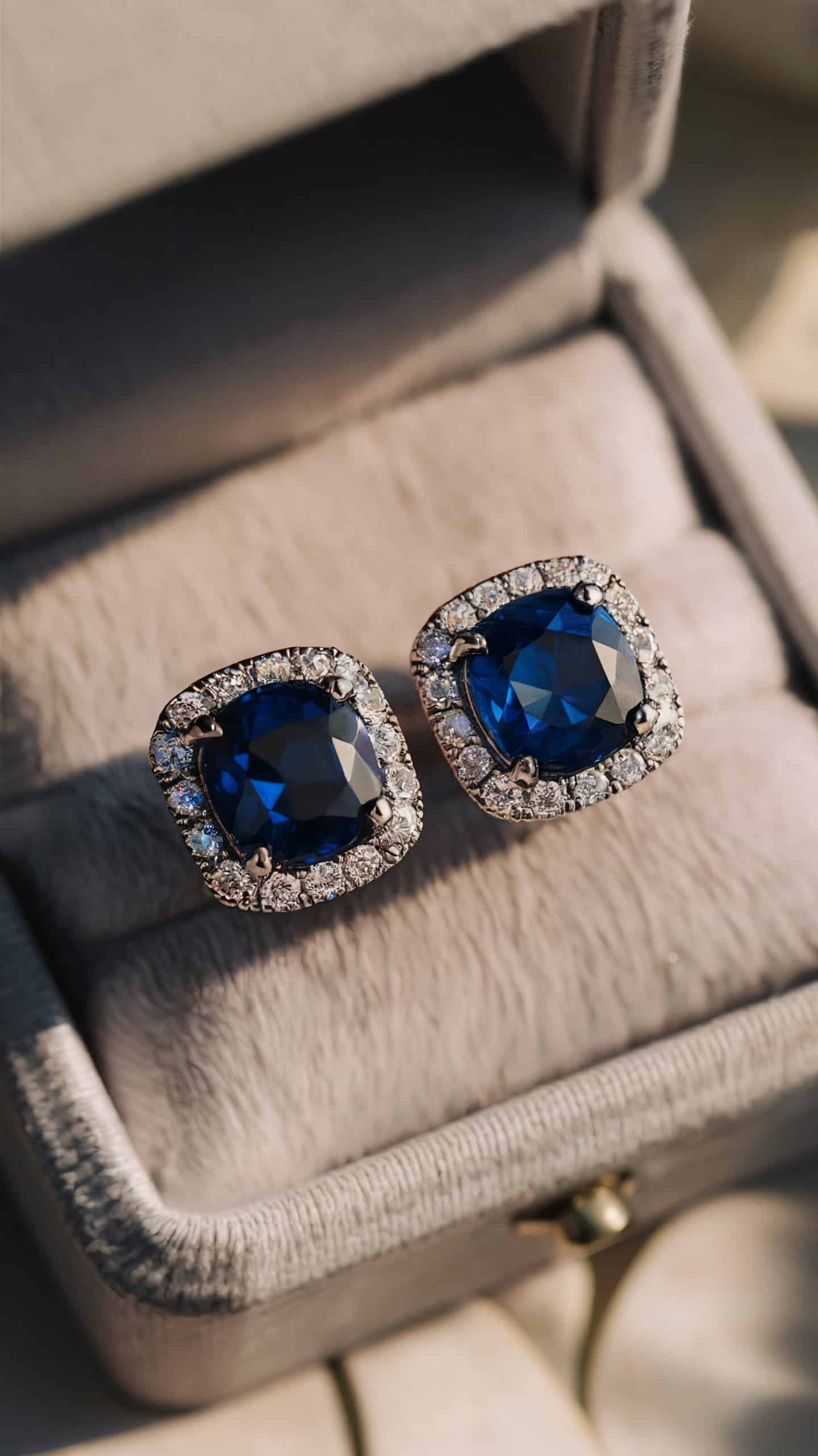 Sapphire Halo Stud Earrings by Blue Nile