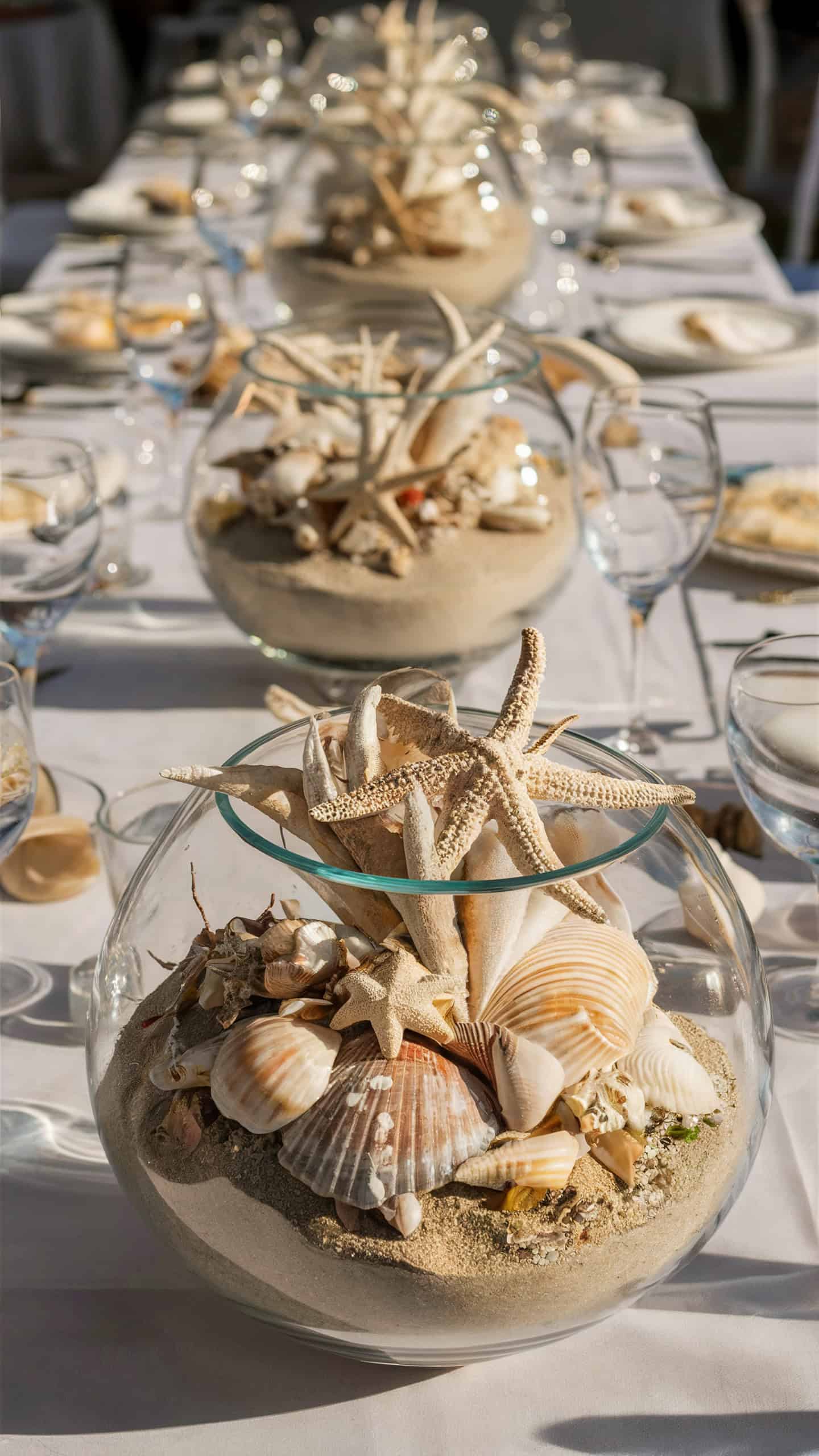 Seashell and Sand Centerpieces