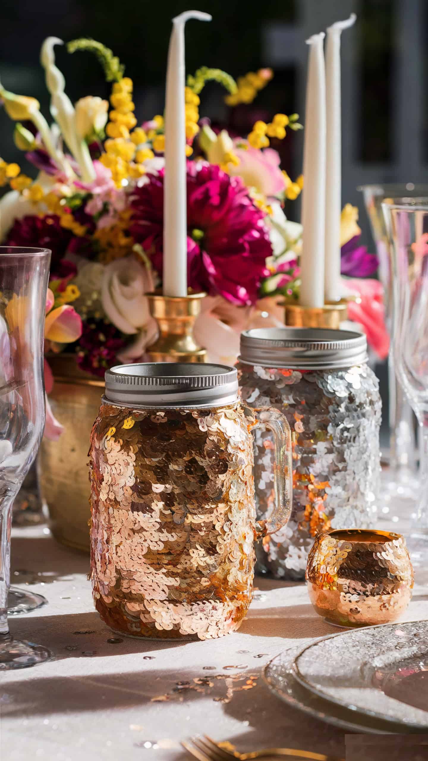 Sequin Mason Jars