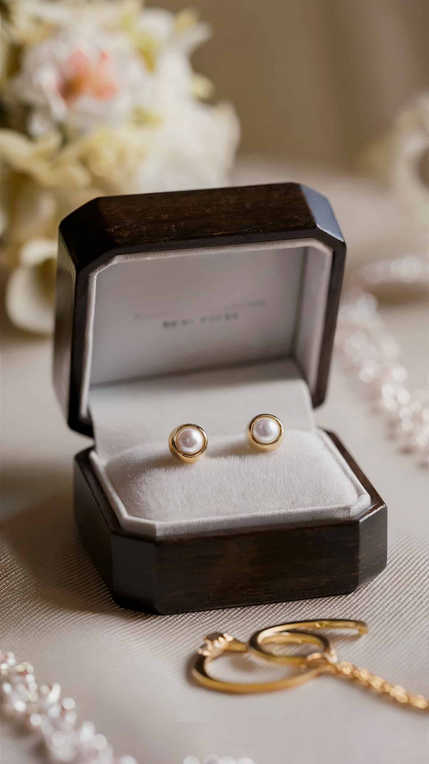 Simple Gold Studs with Pearl Insets