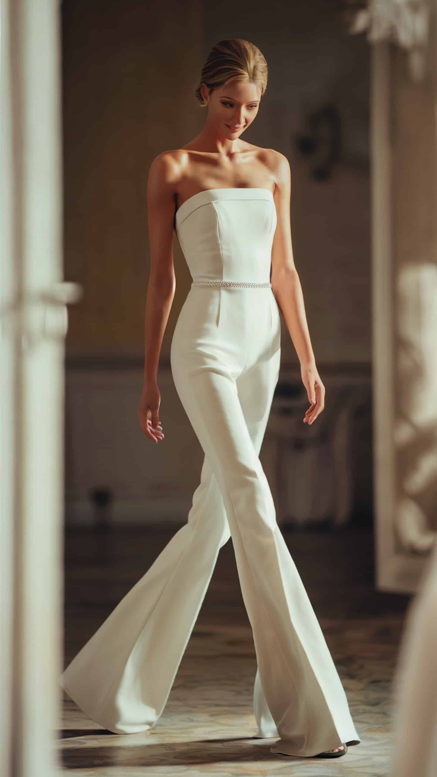Strapless Flared Leg Jumpsuit