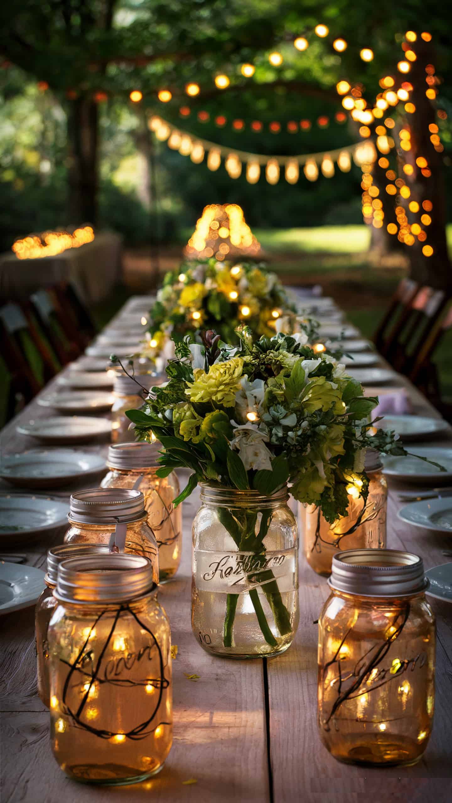 String Lights in Mason Jars