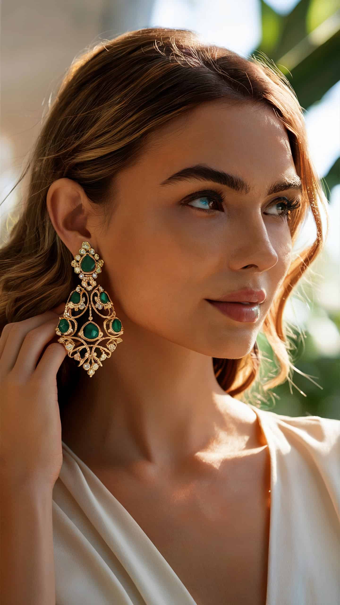 Tanishq Emerald Chandbalis