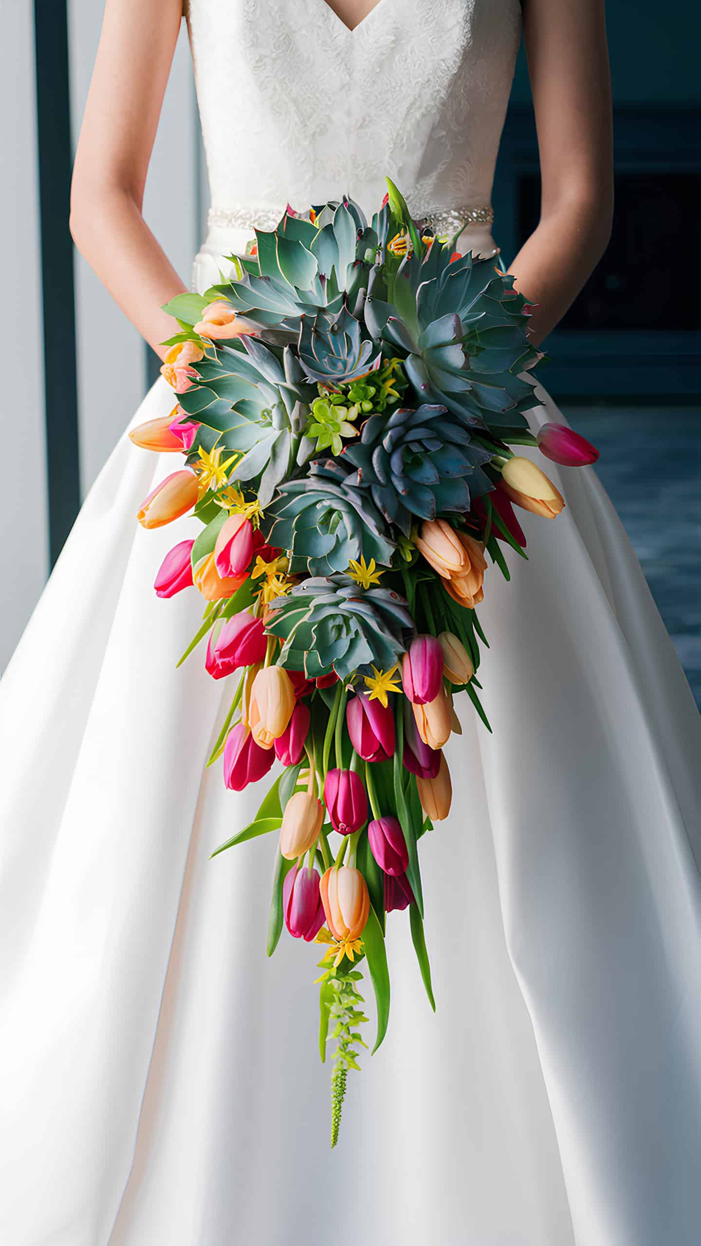 Tulip and Succulent Cascade