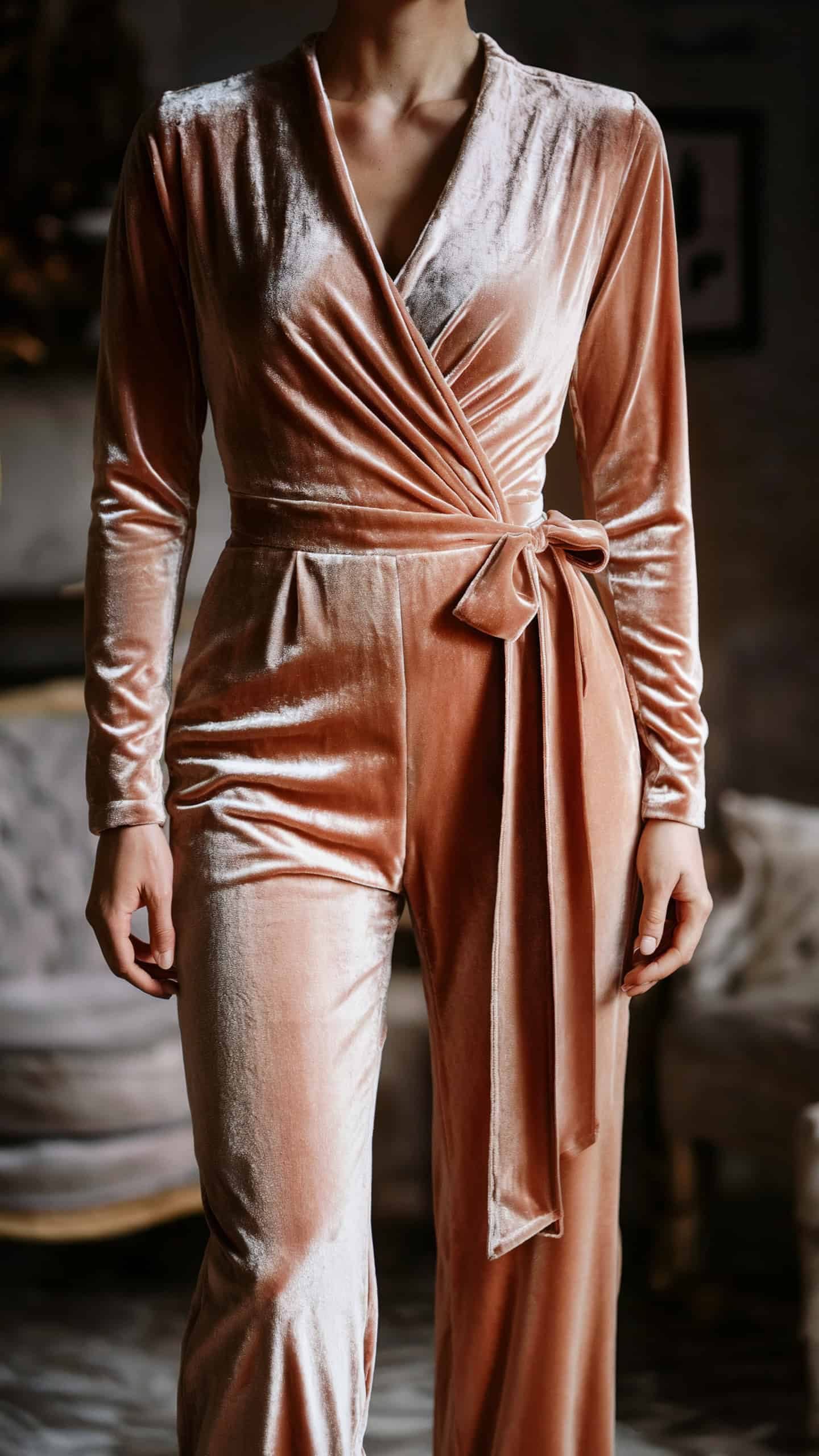 Velvet Wrap Jumpsuit