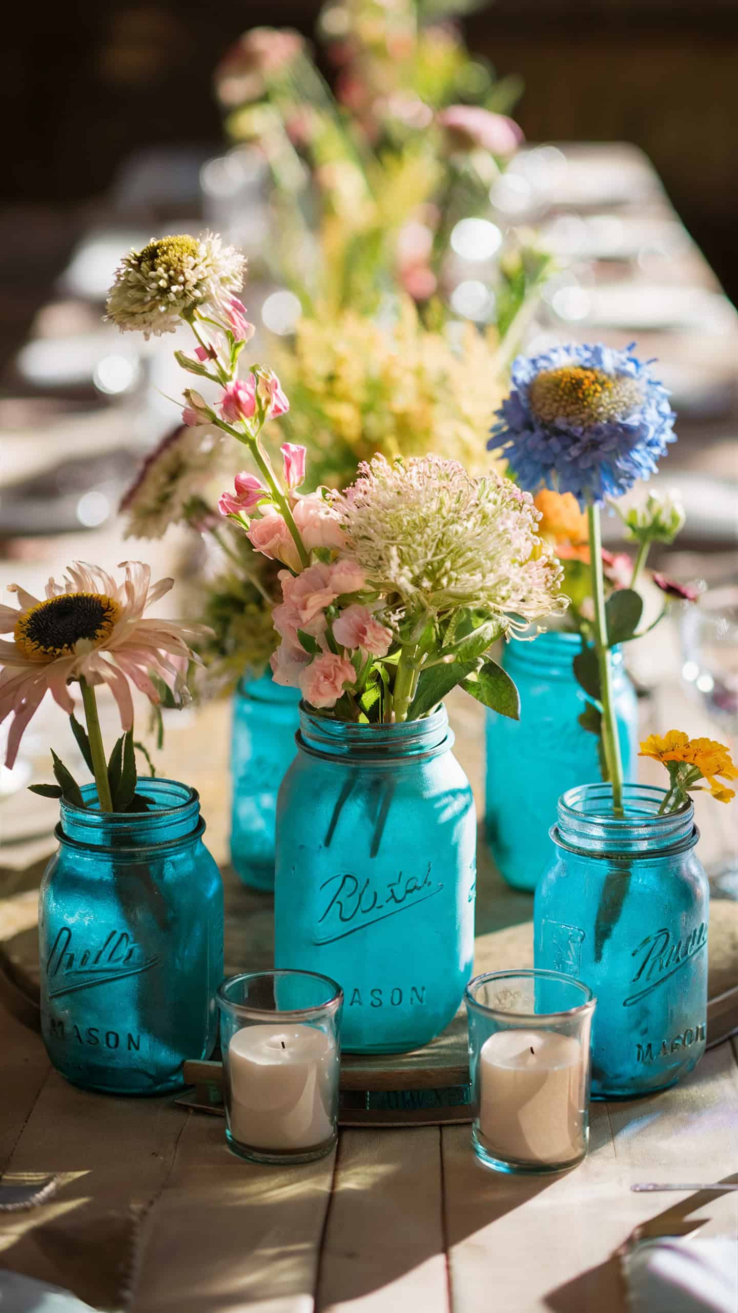 Vintage Blue Mason Jars