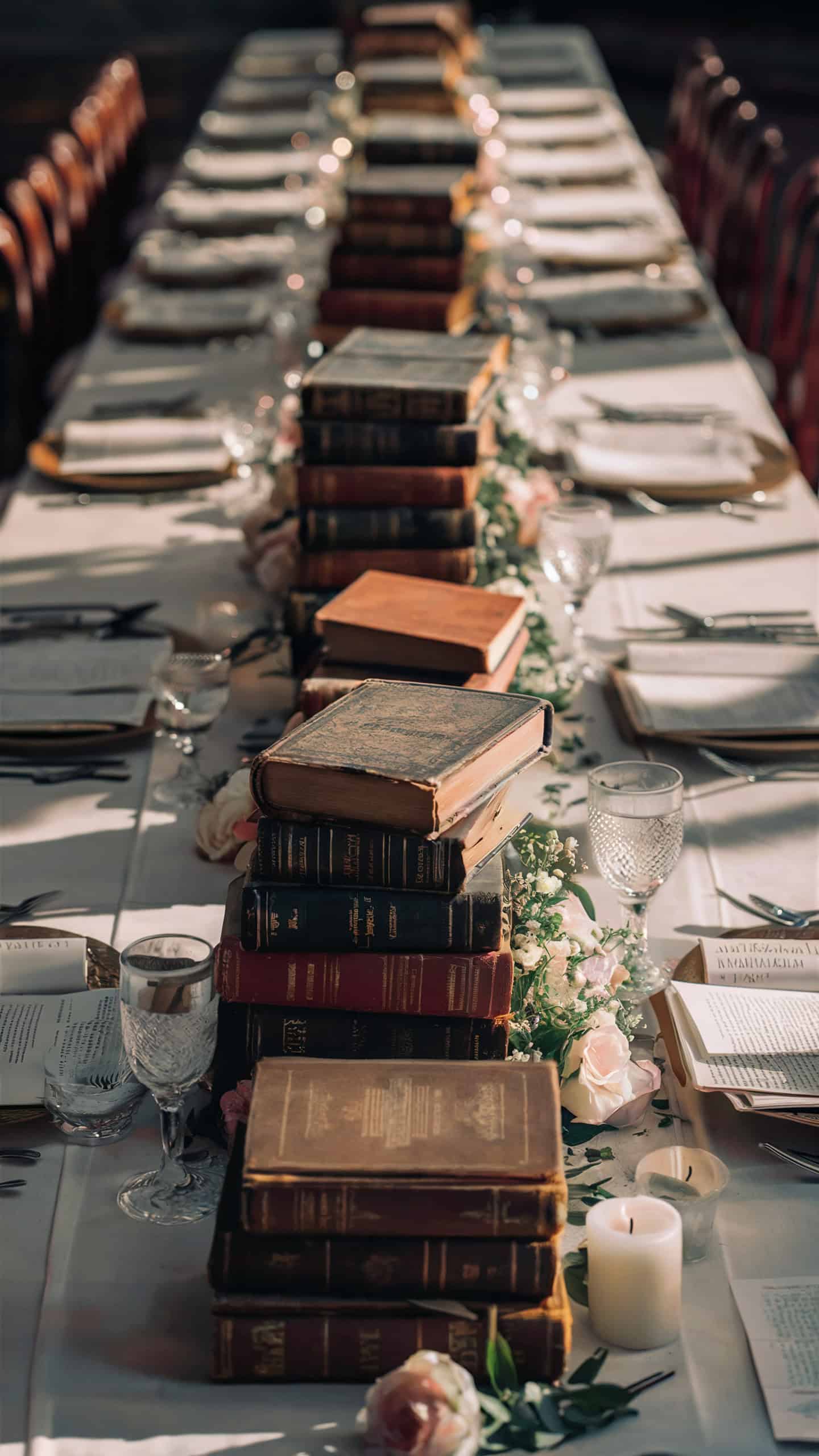 Vintage Books as Centerpieces
