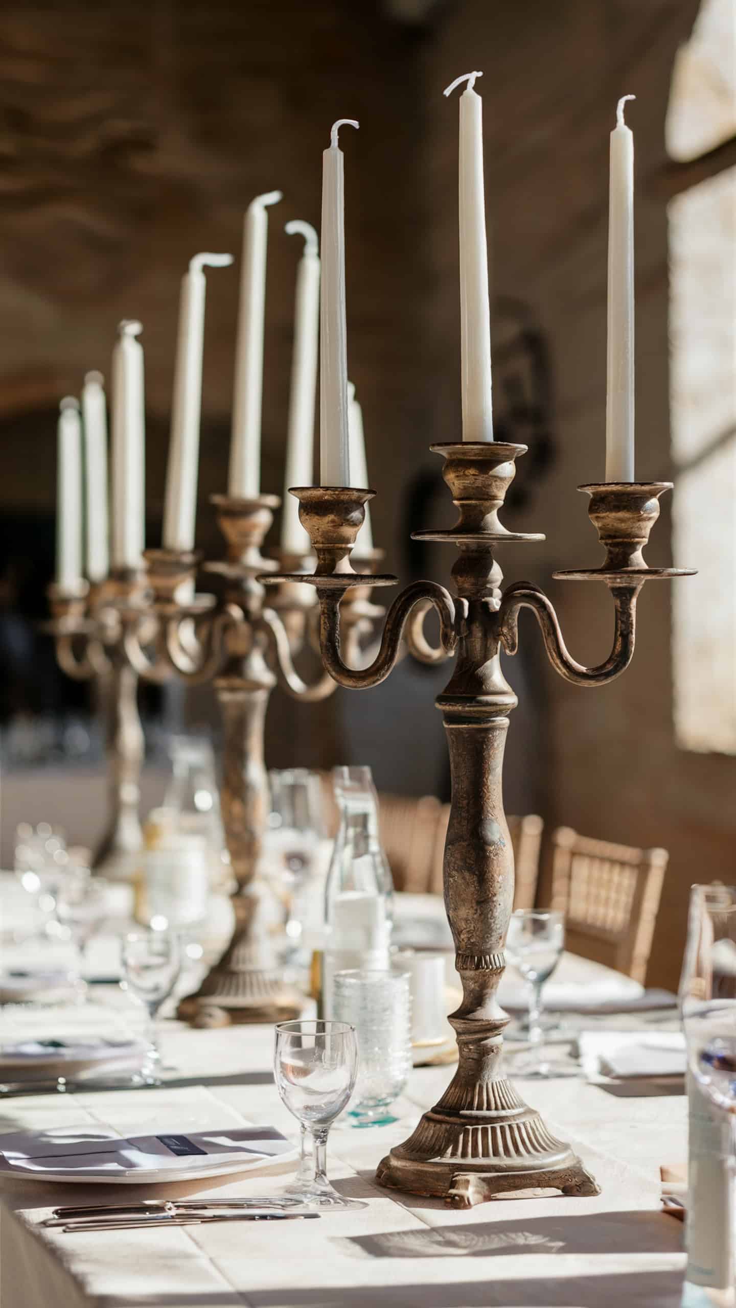 Vintage Candelabras with Dripless Candles