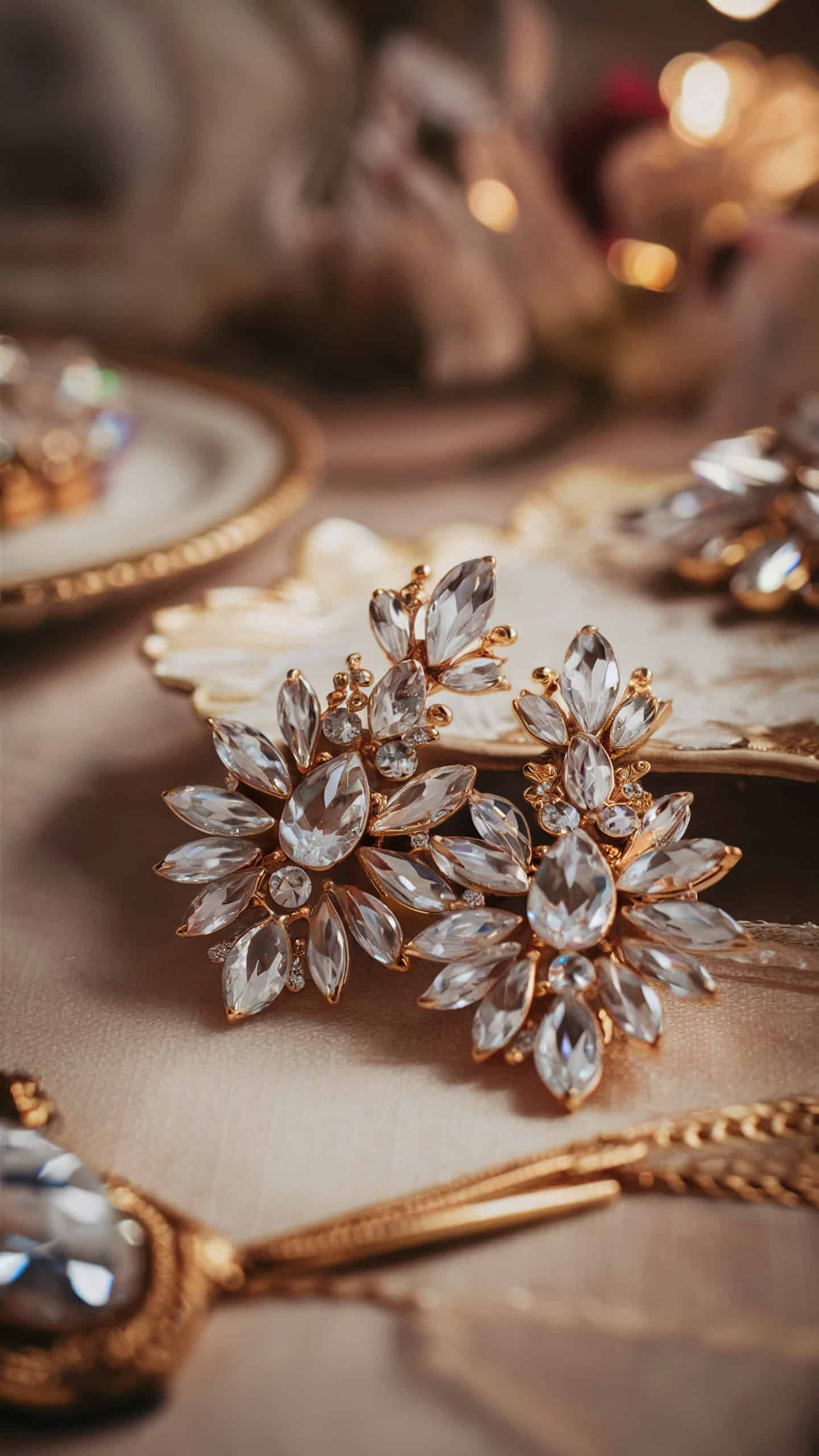 Vintage Crystal Gold Earrings