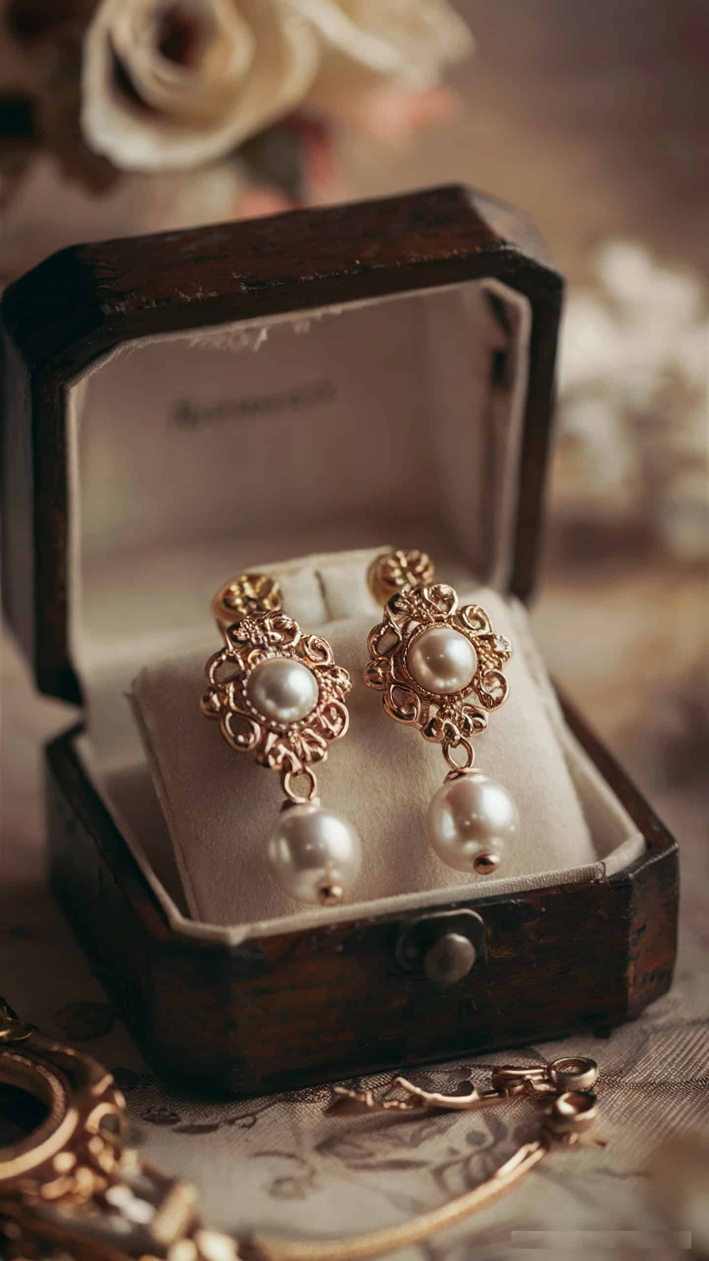 Vintage-Inspired Pearl and Gold Earrings
