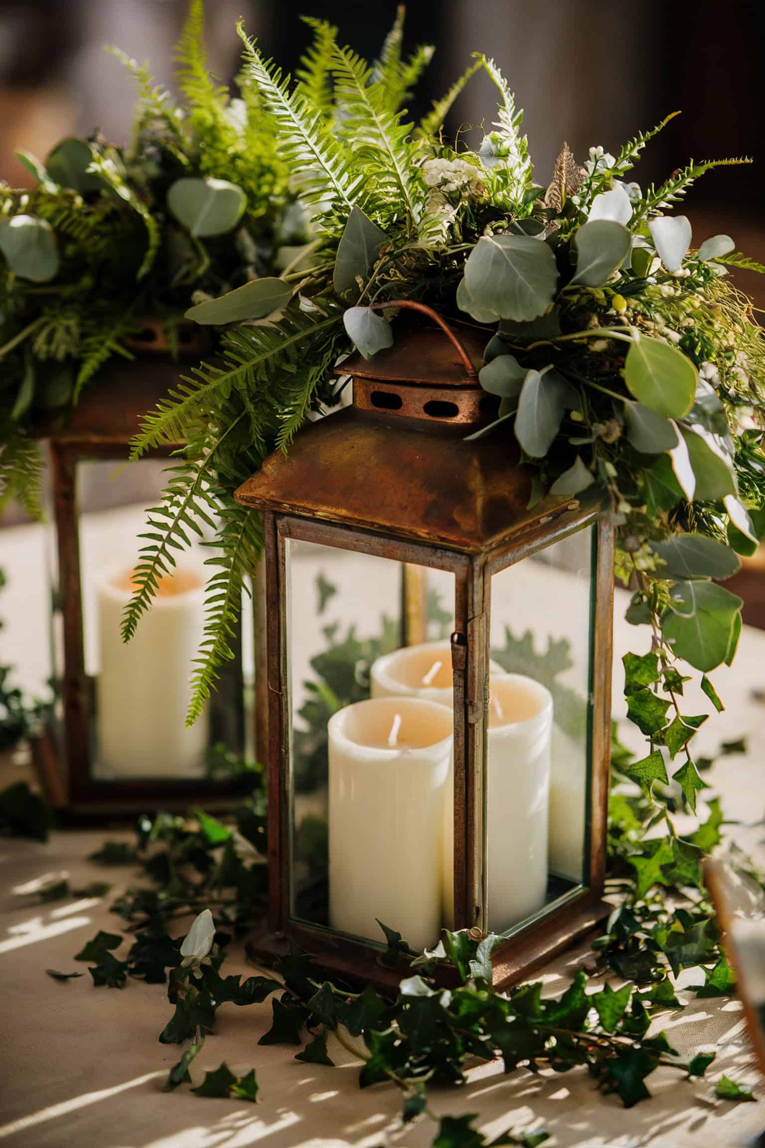Vintage Lanterns with Greenery