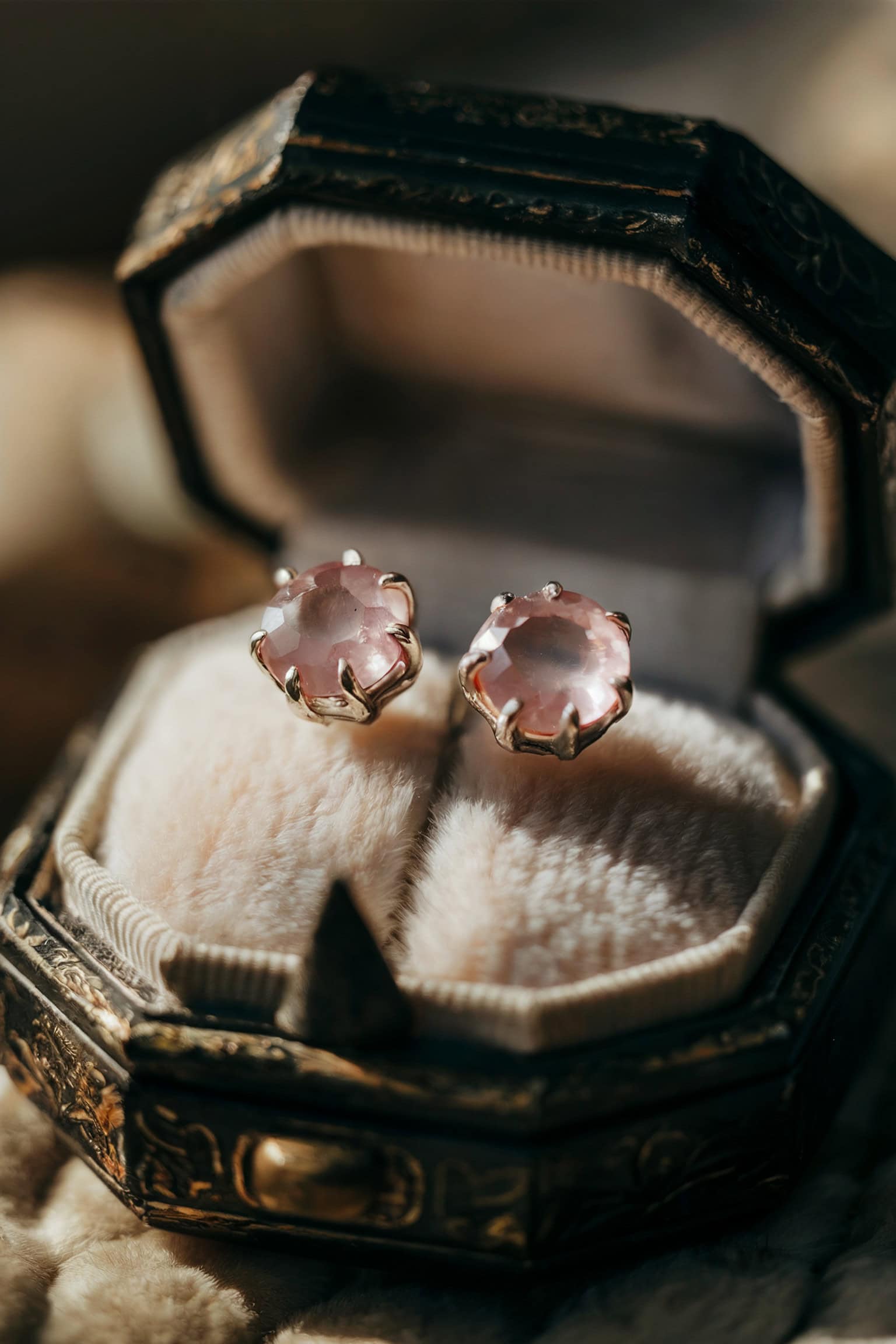 Vintage Rose Quartz Studs