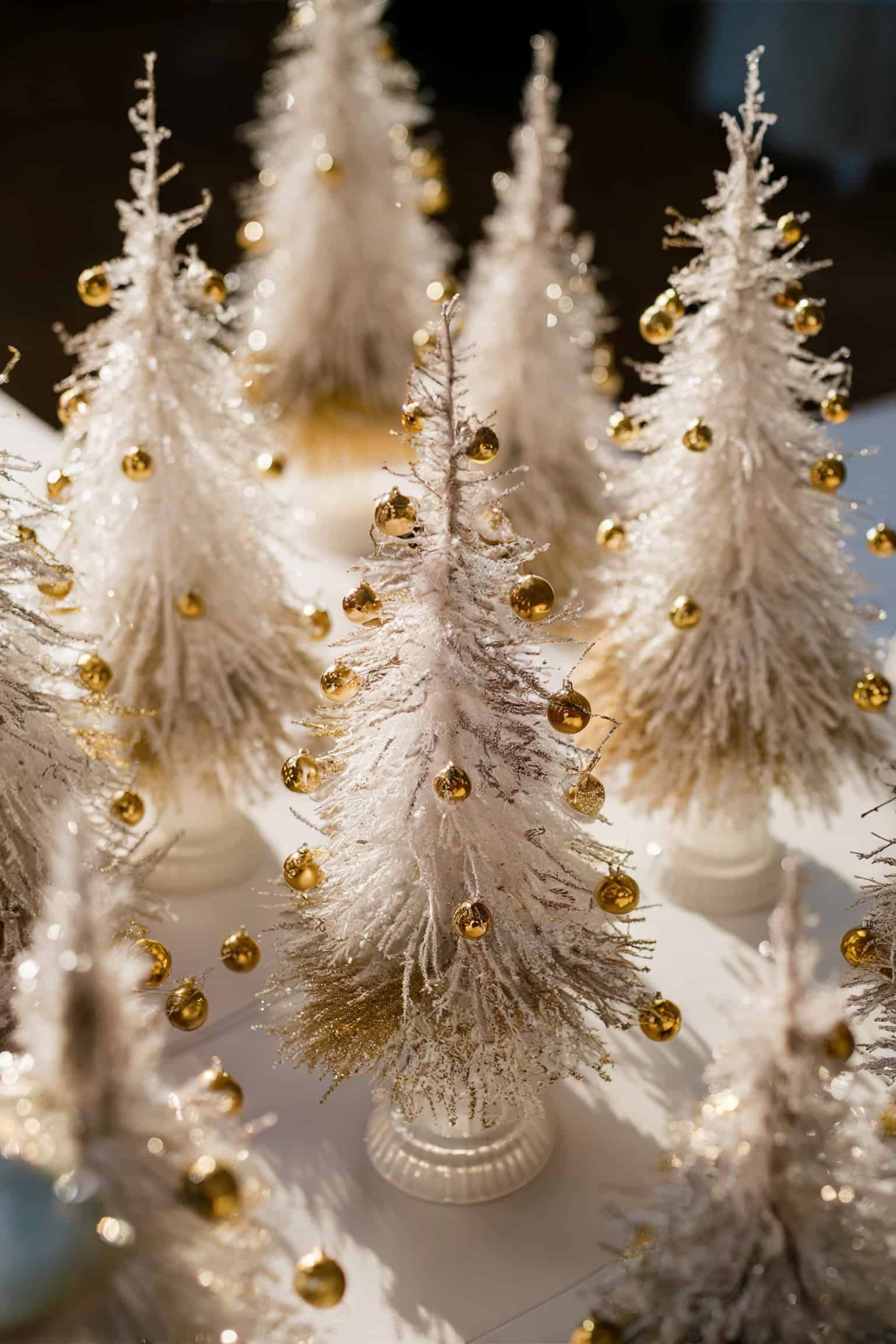 White and Gold Tabletop Trees