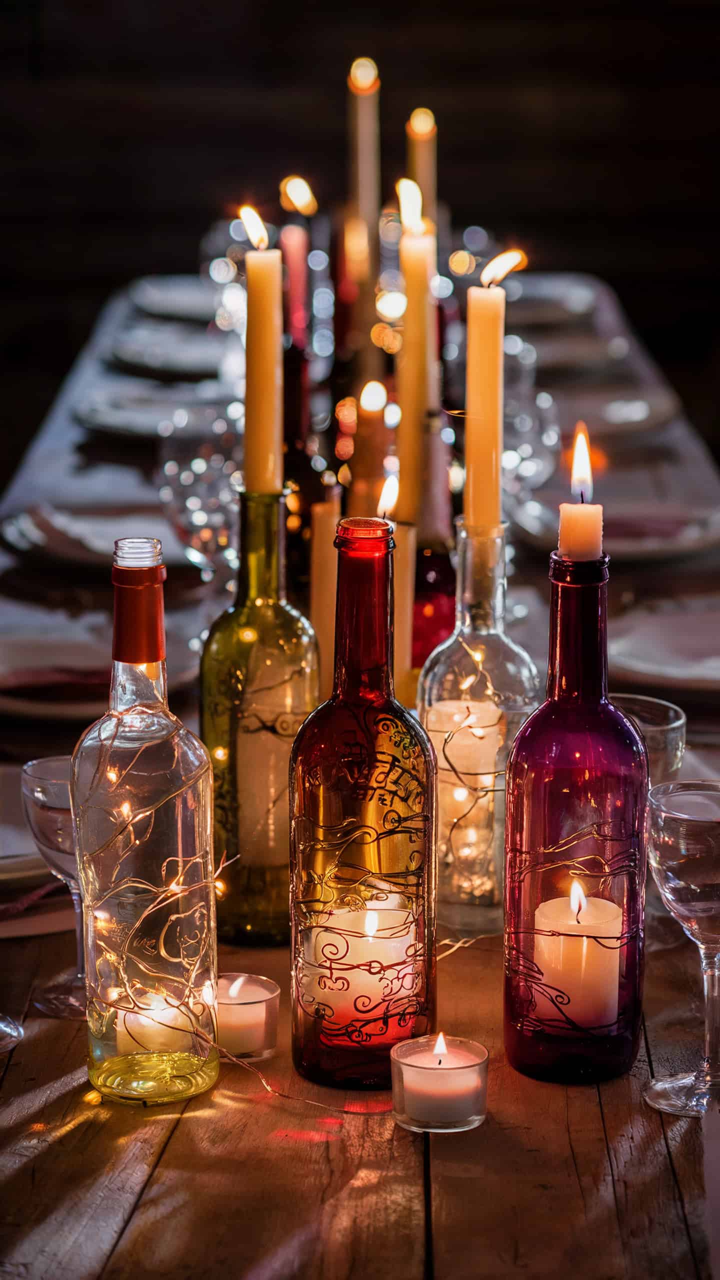 Wine Bottle Candle Holders