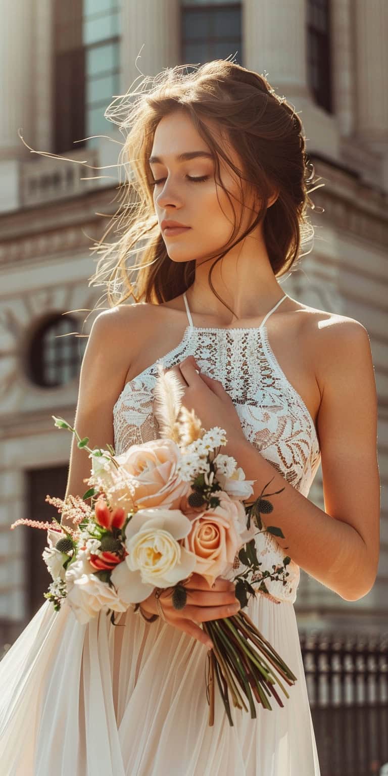 jakecain7 A photorealistic image of a bride wearing a plain w 1c0764e0 3ab4 4472 83c7 43e4cd63863b 1