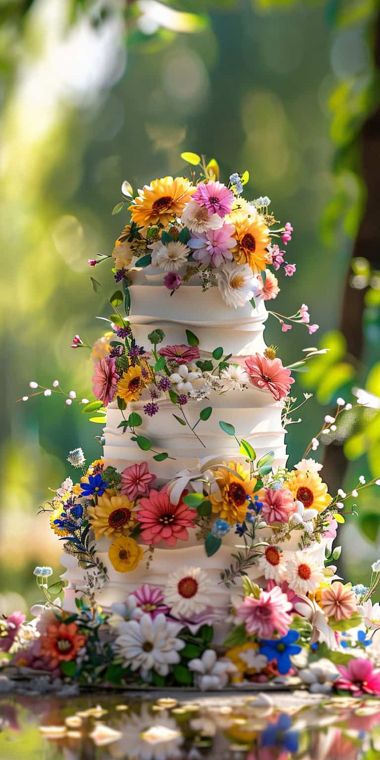 jakecain7 A photorealistic image of a wedding cake decorated f3393eab fd4a 4d94 9392 e8da8d23fec7 0