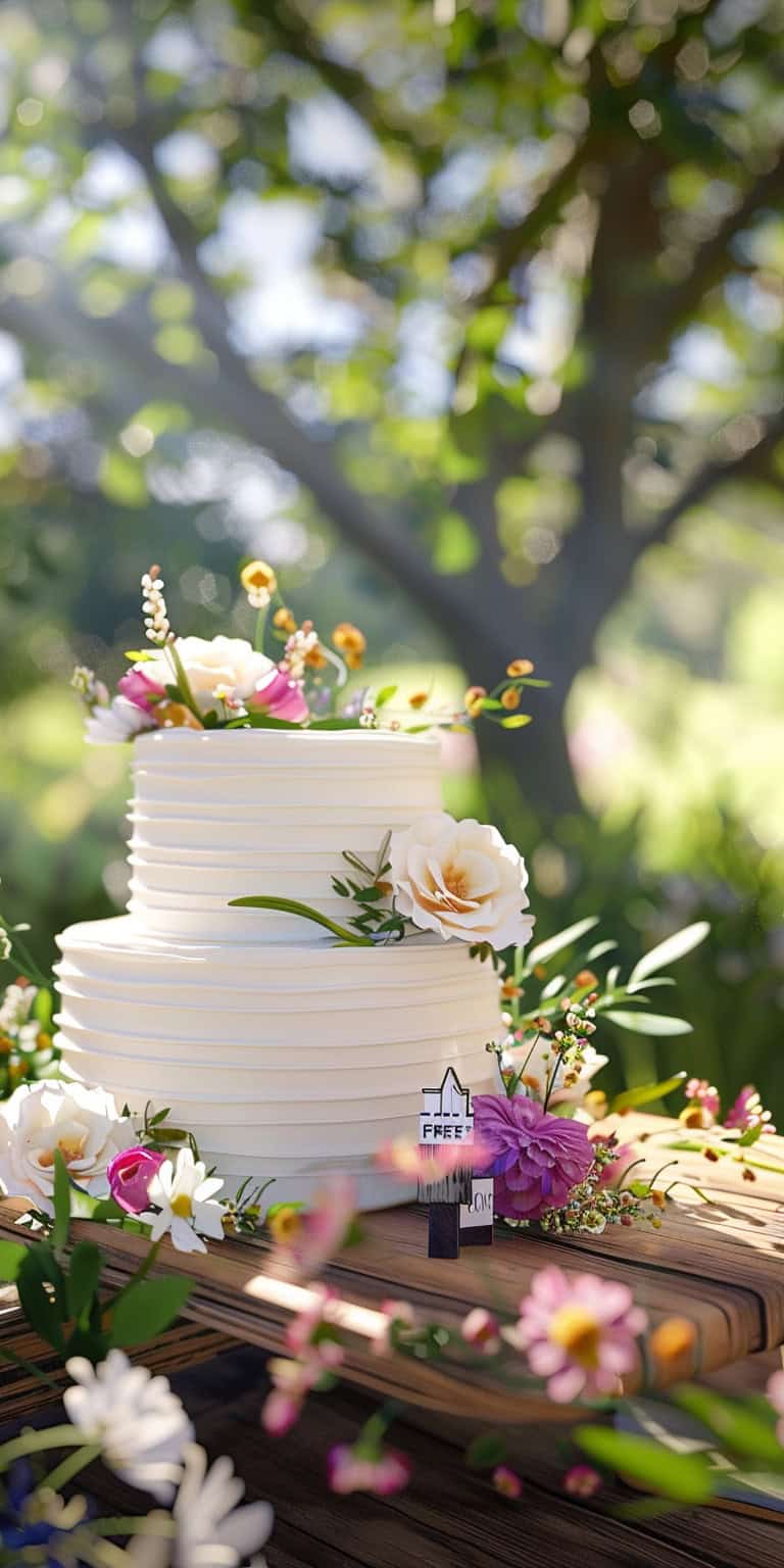 jakecain7 A photorealistic image of a wedding cake with a Pes 7dfae0ad 4eaa 4e78 a909 6095f20c3622 1