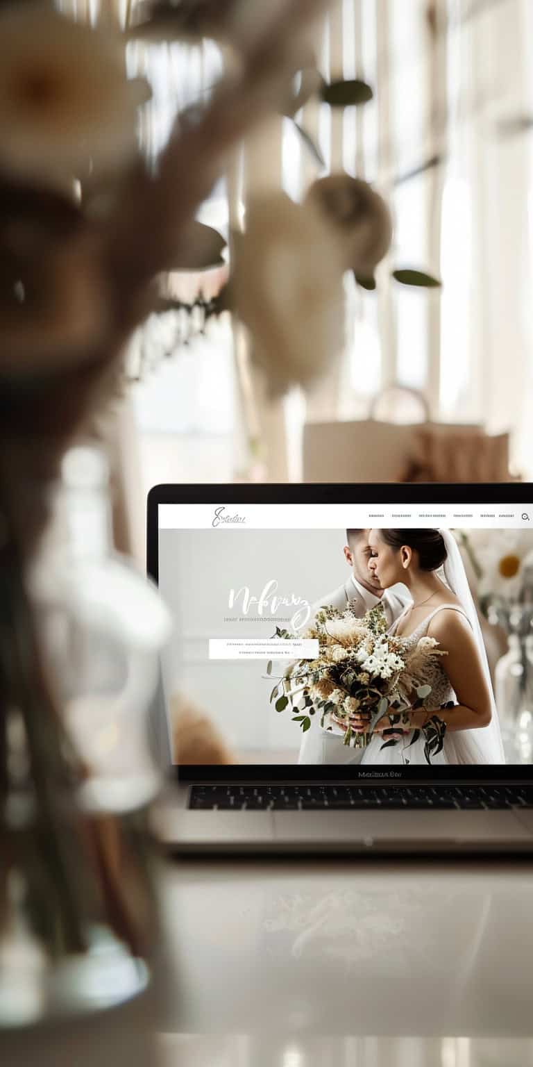 jakecain7 A photorealistic image of a wedding website display 210d4f88 b688 44ed a79e 7f890cebdab5 3