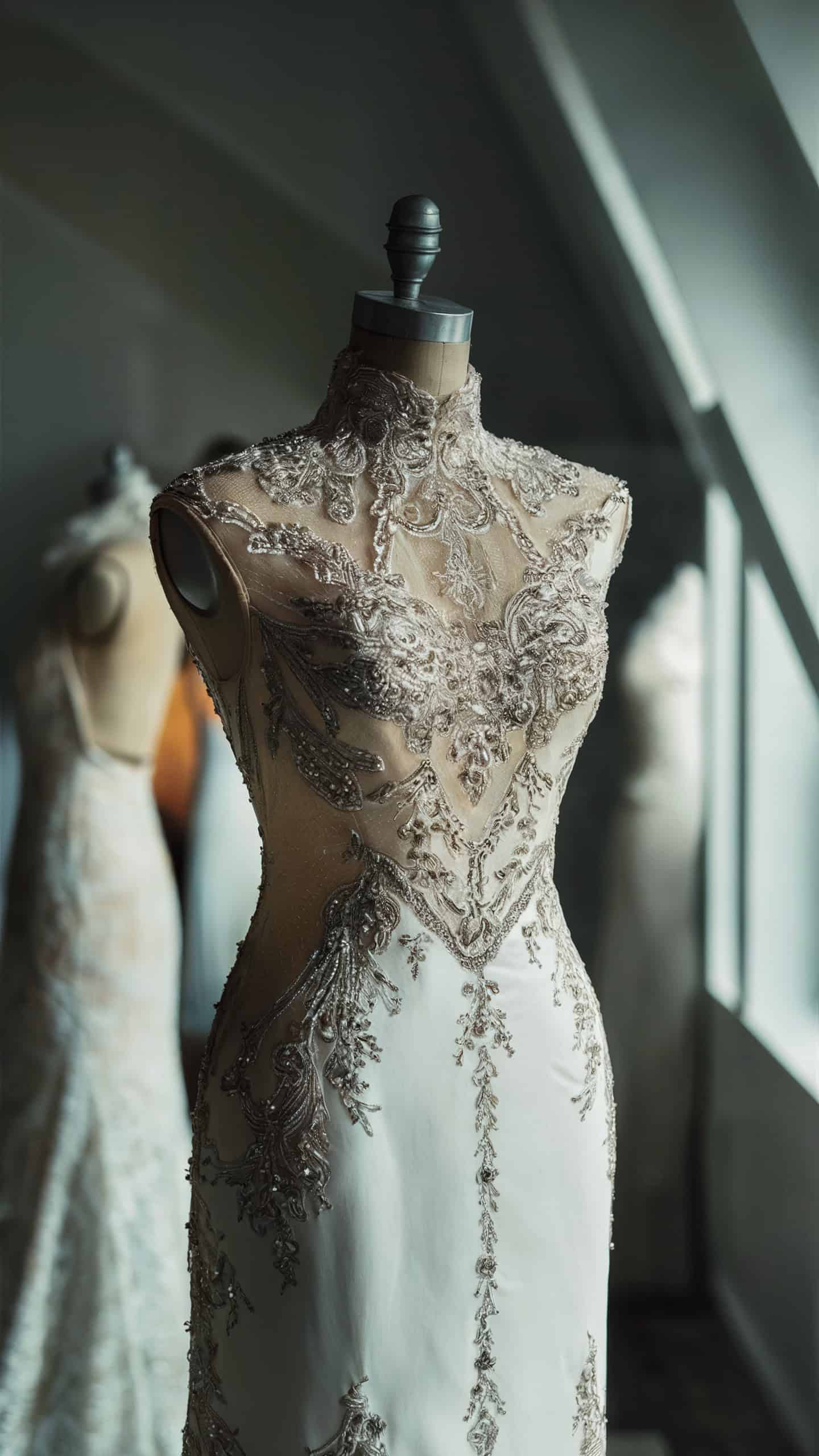 Beaded High Neck Gown