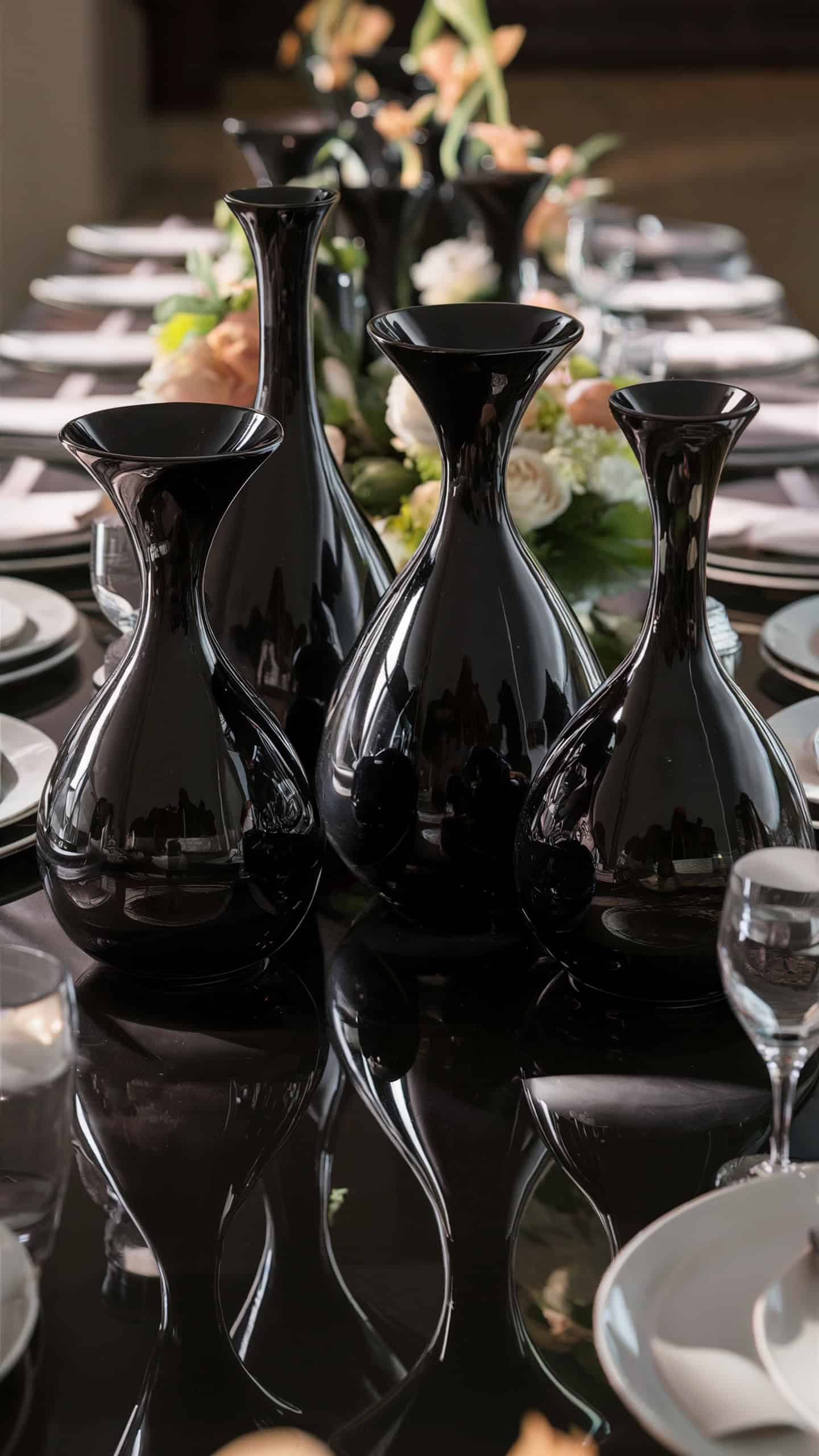 Black Ceramic Vases