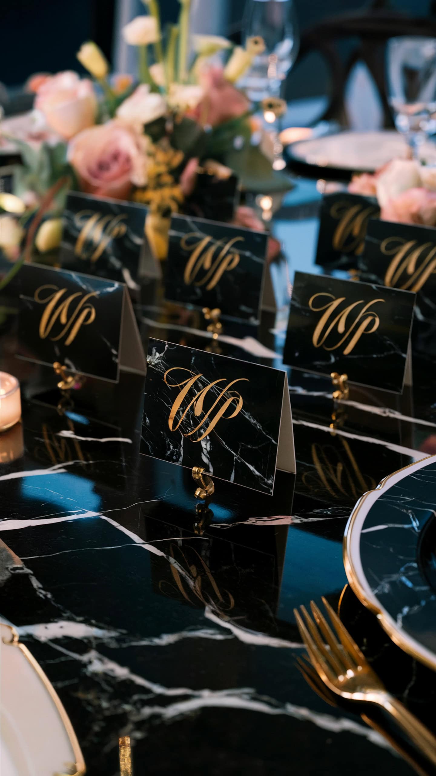 Black Marble Place Cards