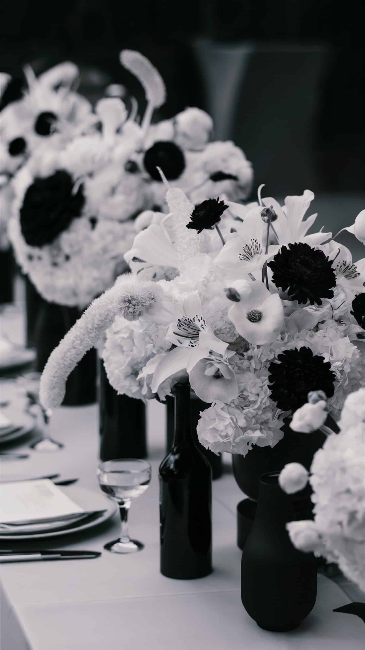 Black and White Floral Arrangements