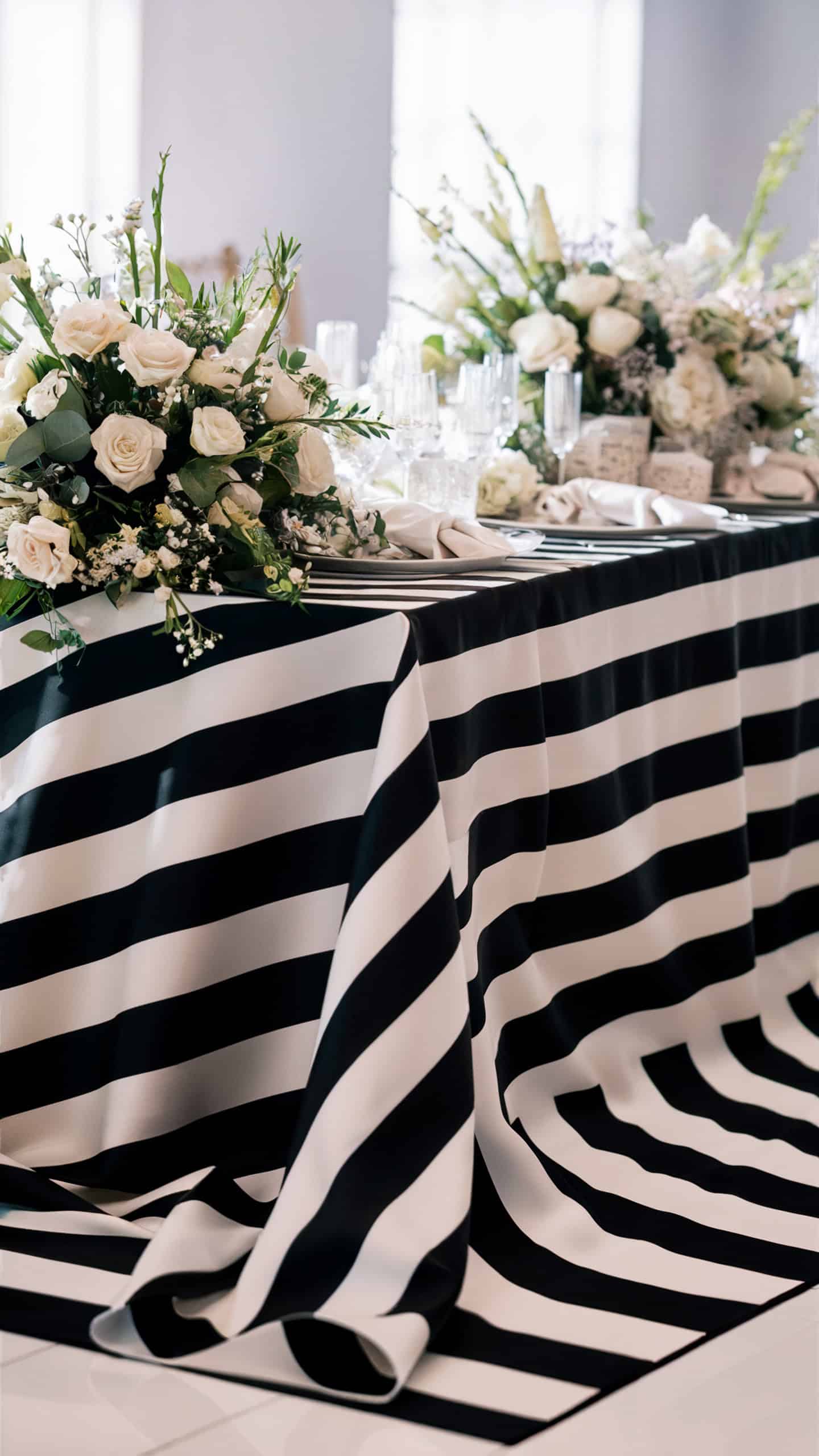 Black and White Striped Tablecloths