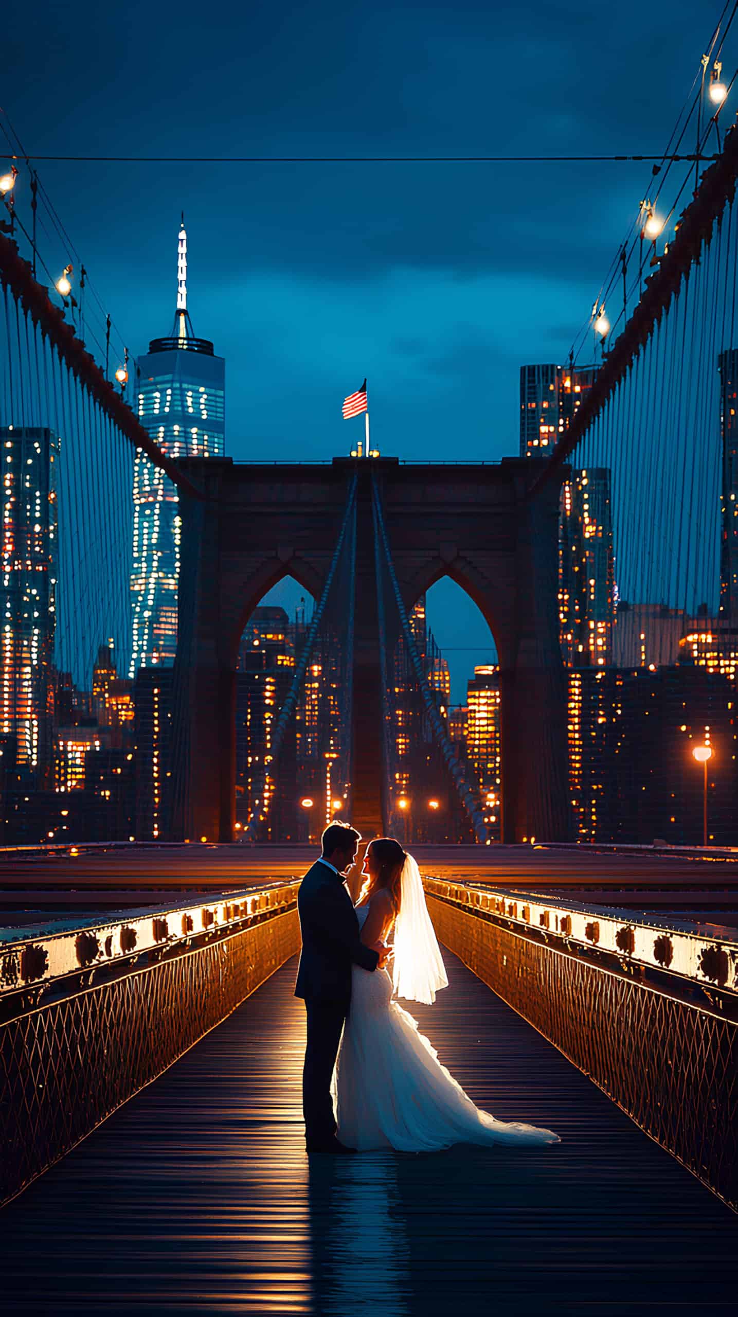 Brooklyn Bridge with City Lights