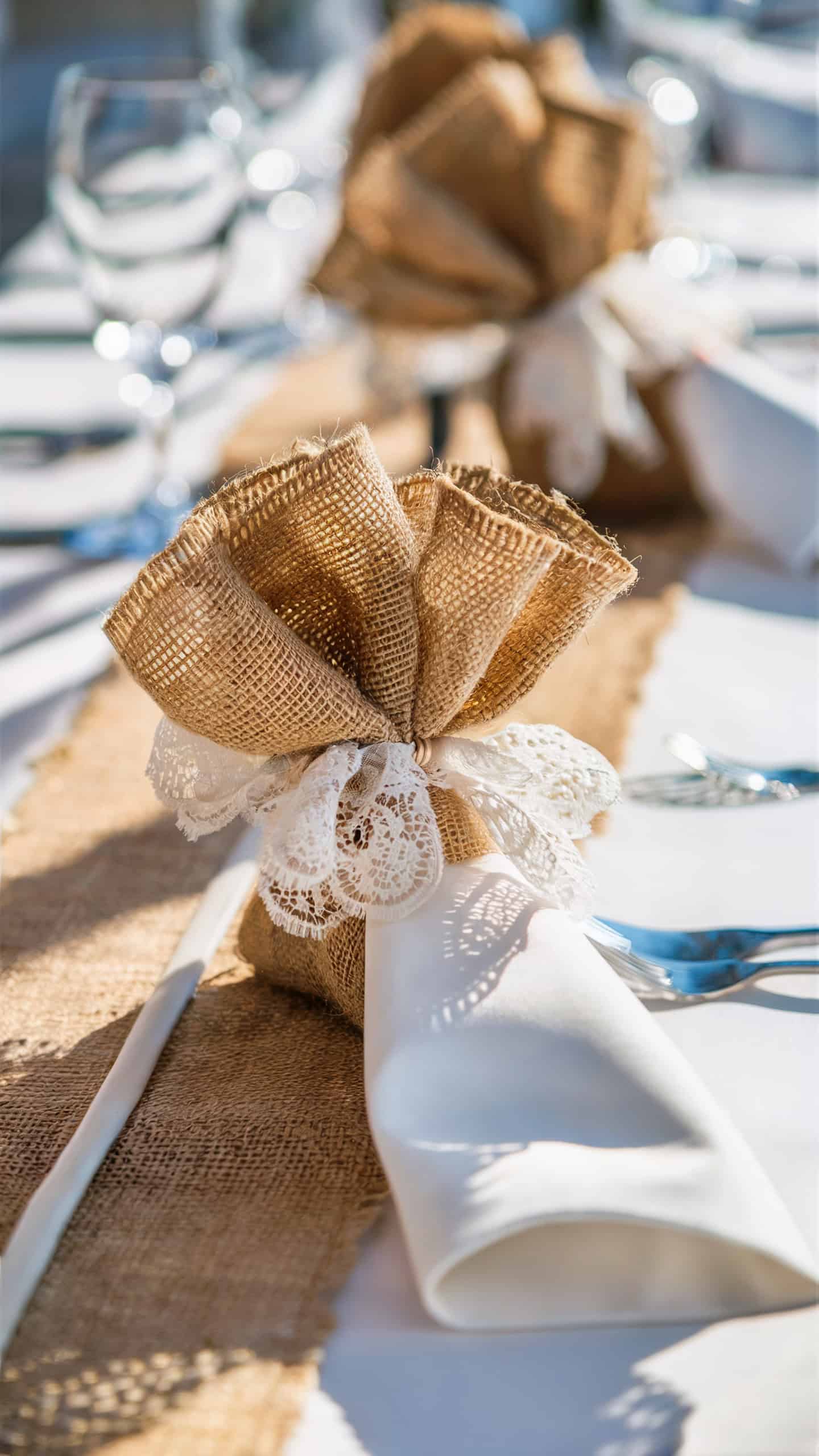 Burlap and Lace Napkin Holders