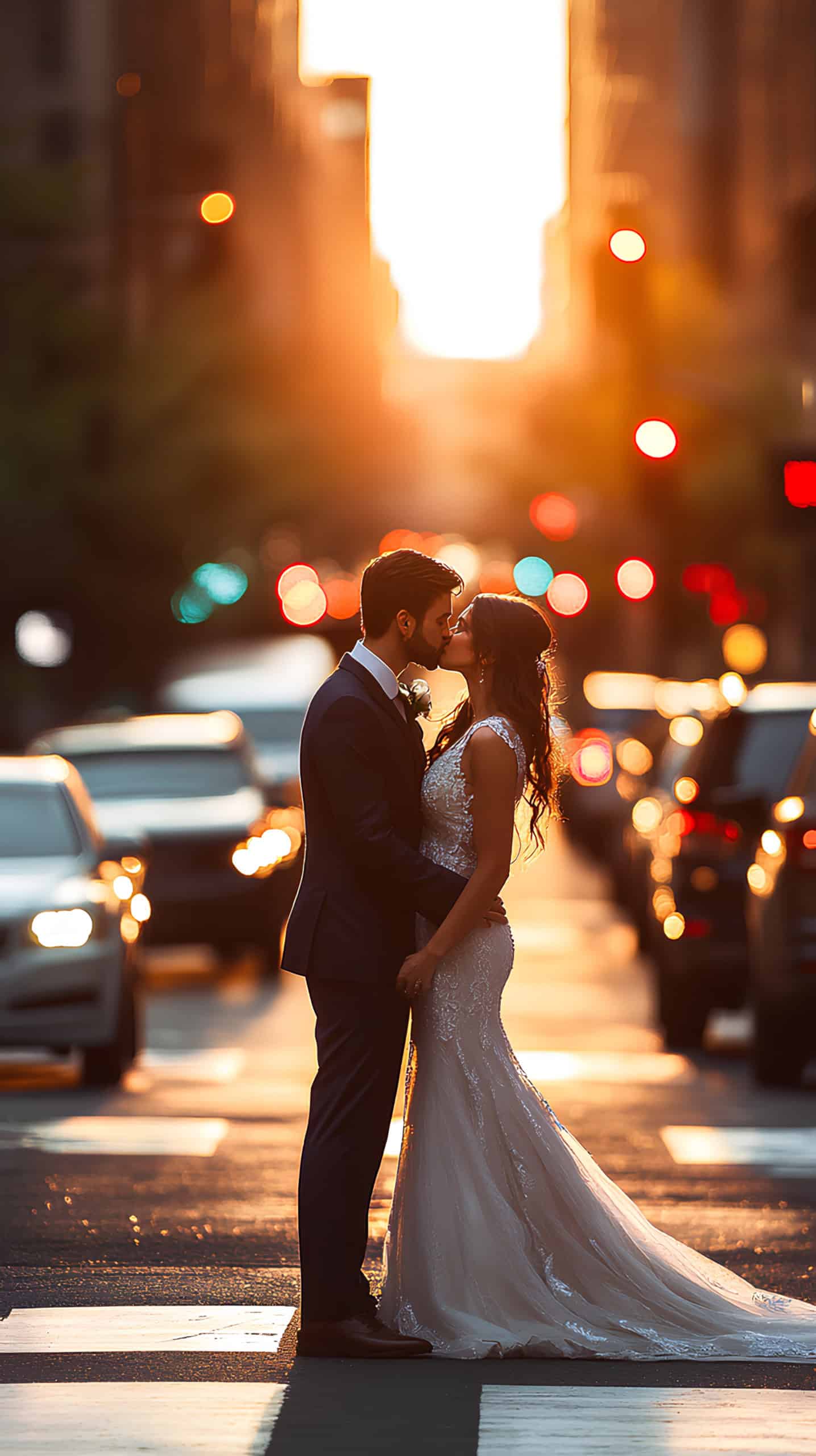 Candid Kiss on the Crosswalk