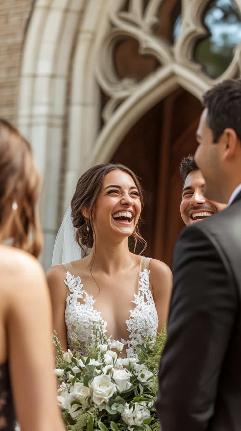 Candid Laughs Outside the Church
