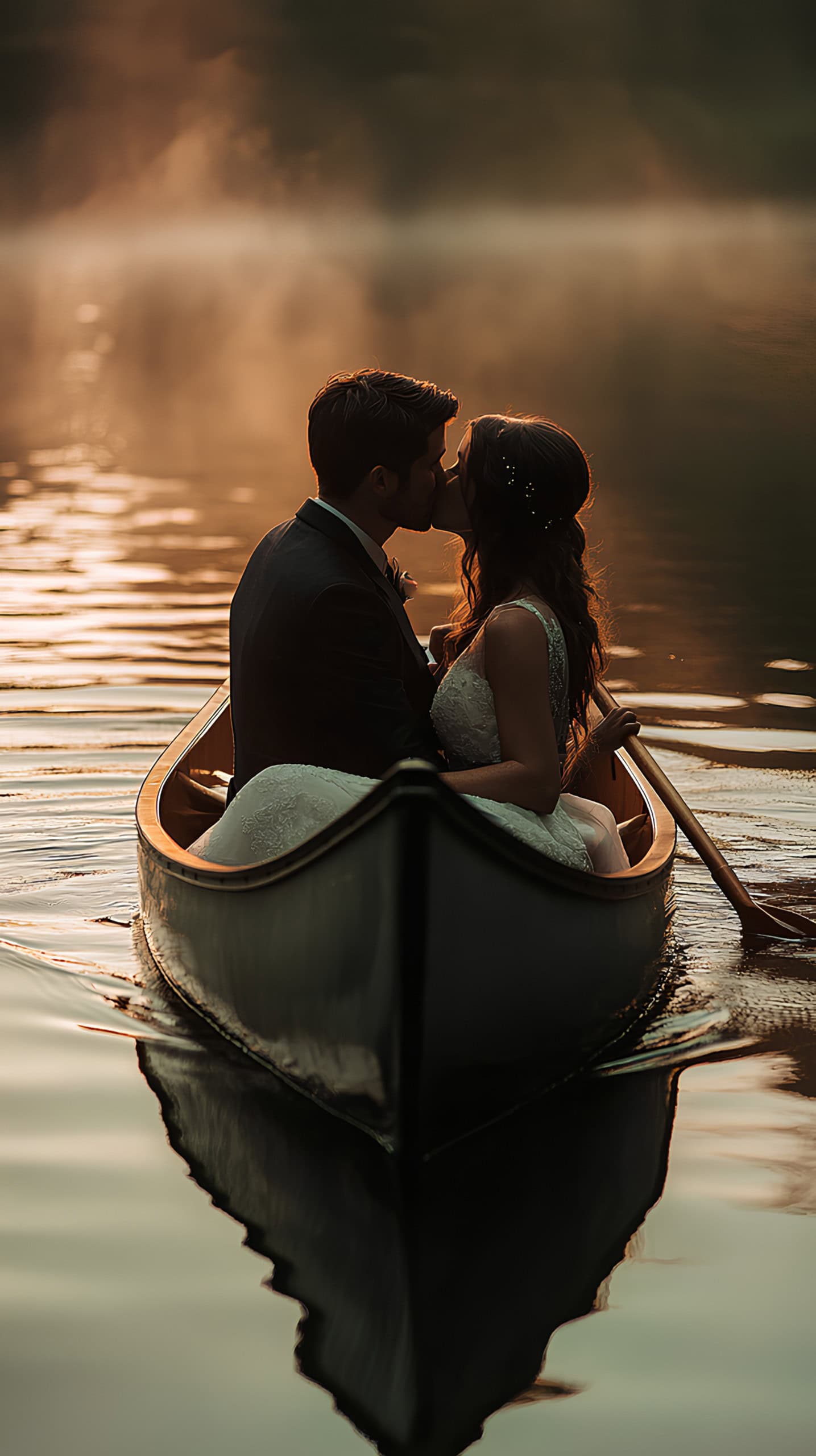 Canoe Kiss in the Middle of the Lake
