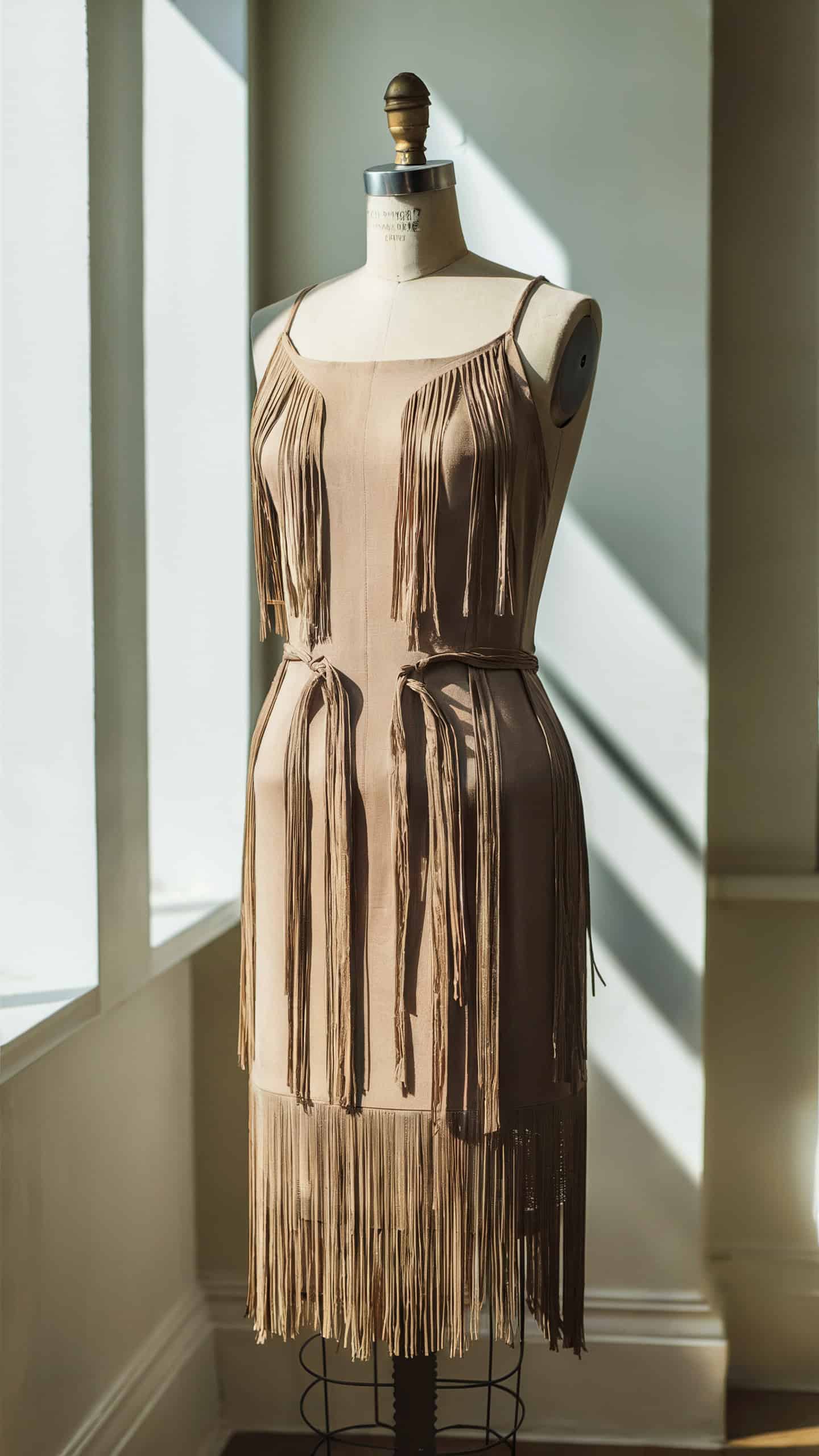 Column Dress with Fringe