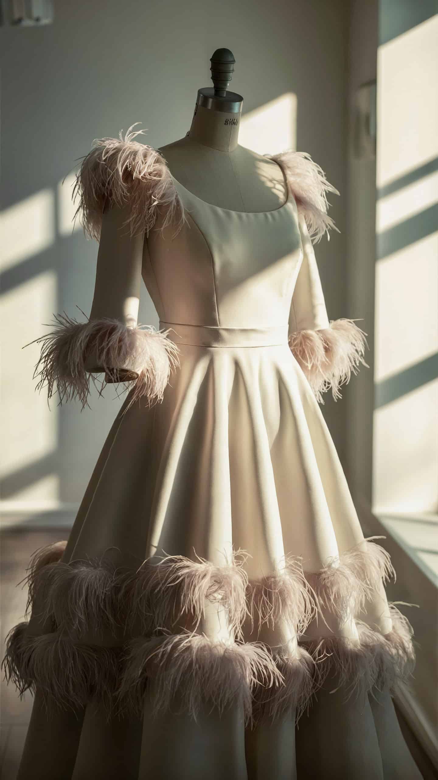 Feather-Trimmed Dress